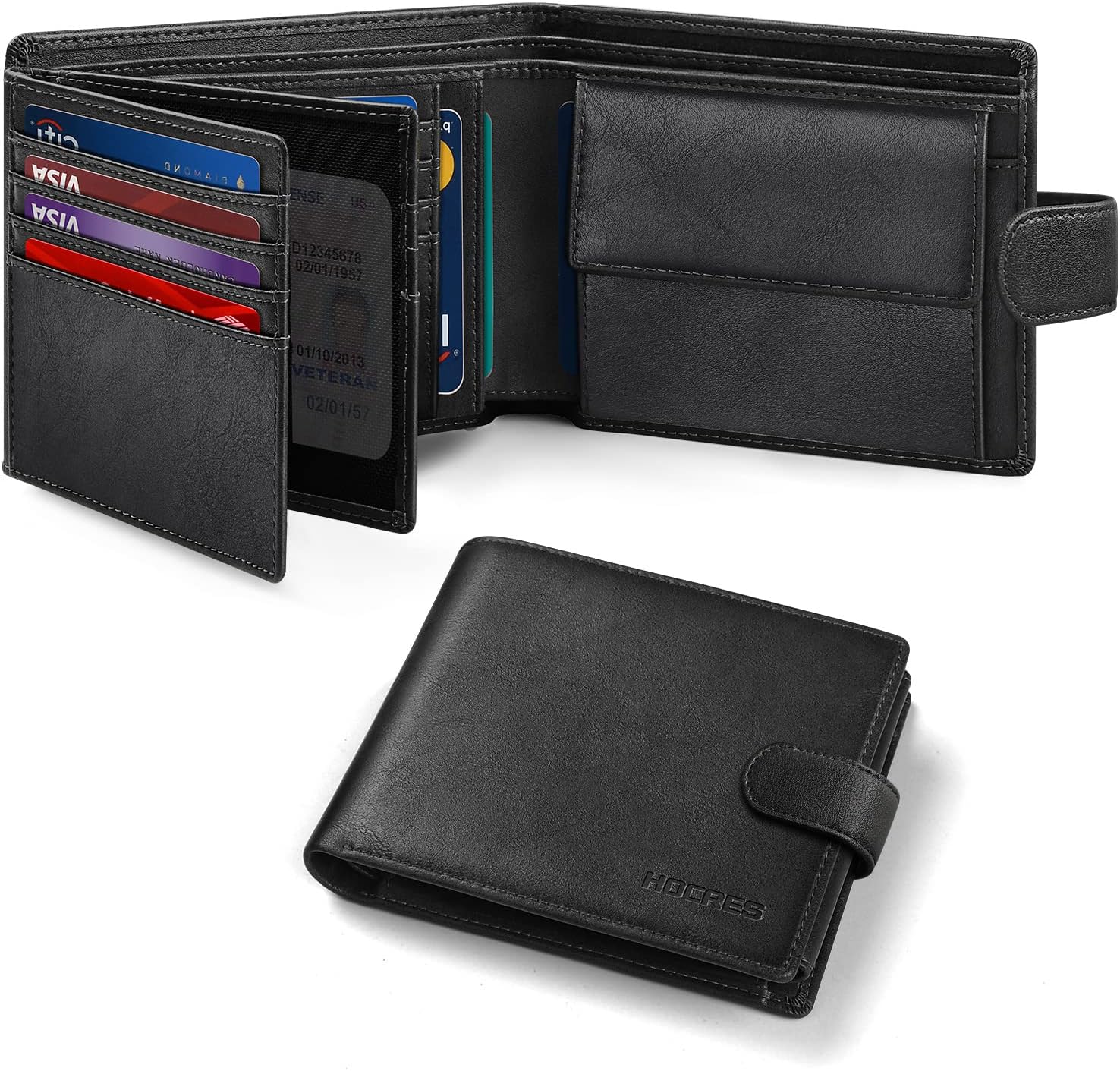 Wallets for Mens Muti-Functional RFID Blocking Leather Wallet with 15 Credit Card Holders, 2 Banknote Compartments & 2 ID Window Minimalist Wallets Men with Gift Box