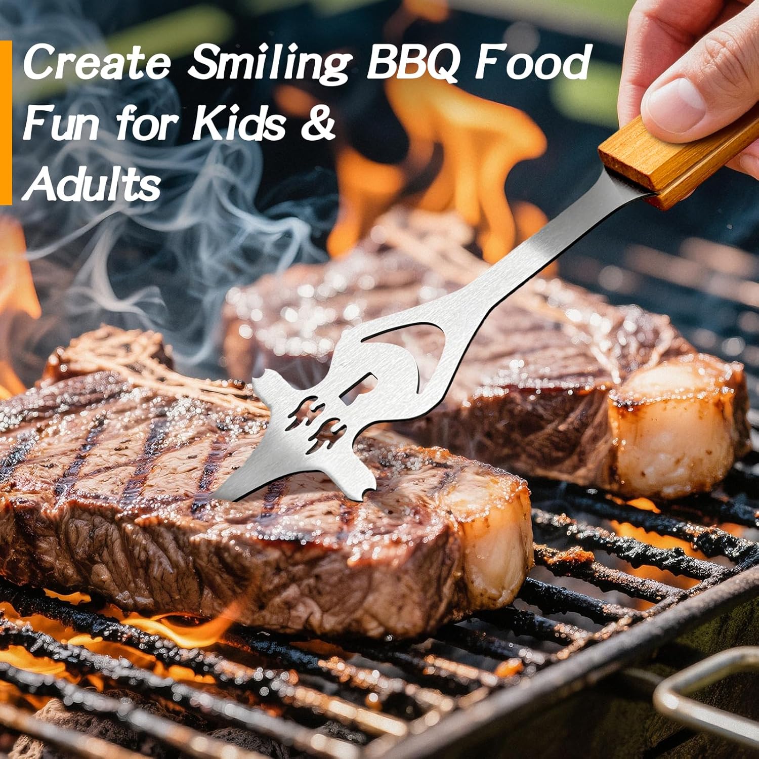 BBQ Tools Set with Grill Spatula,14-in-1 Grill Utensils with Spatula,Fork & Tongs,Heavy Duty Stainless Steel Barbecue Accessories, for Men & Grill Masters Camping (BBQ Tools Set) - Image 5