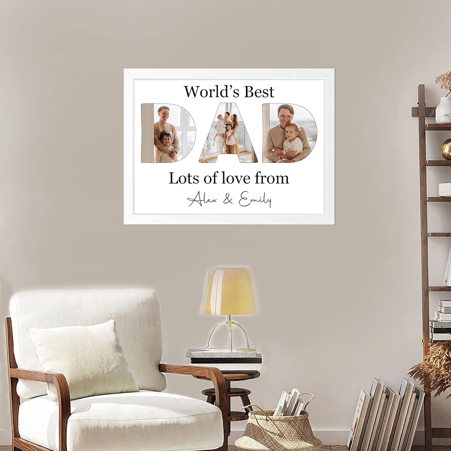 PB TECH Personalised Father's Day Prints & Framed With DAD Pictures Inside The Letters With A Special Message Presents For Dad, Grandfather, Birthday, Christmas, Fathers Day A5, A4, A3 Unique gift - Image 3