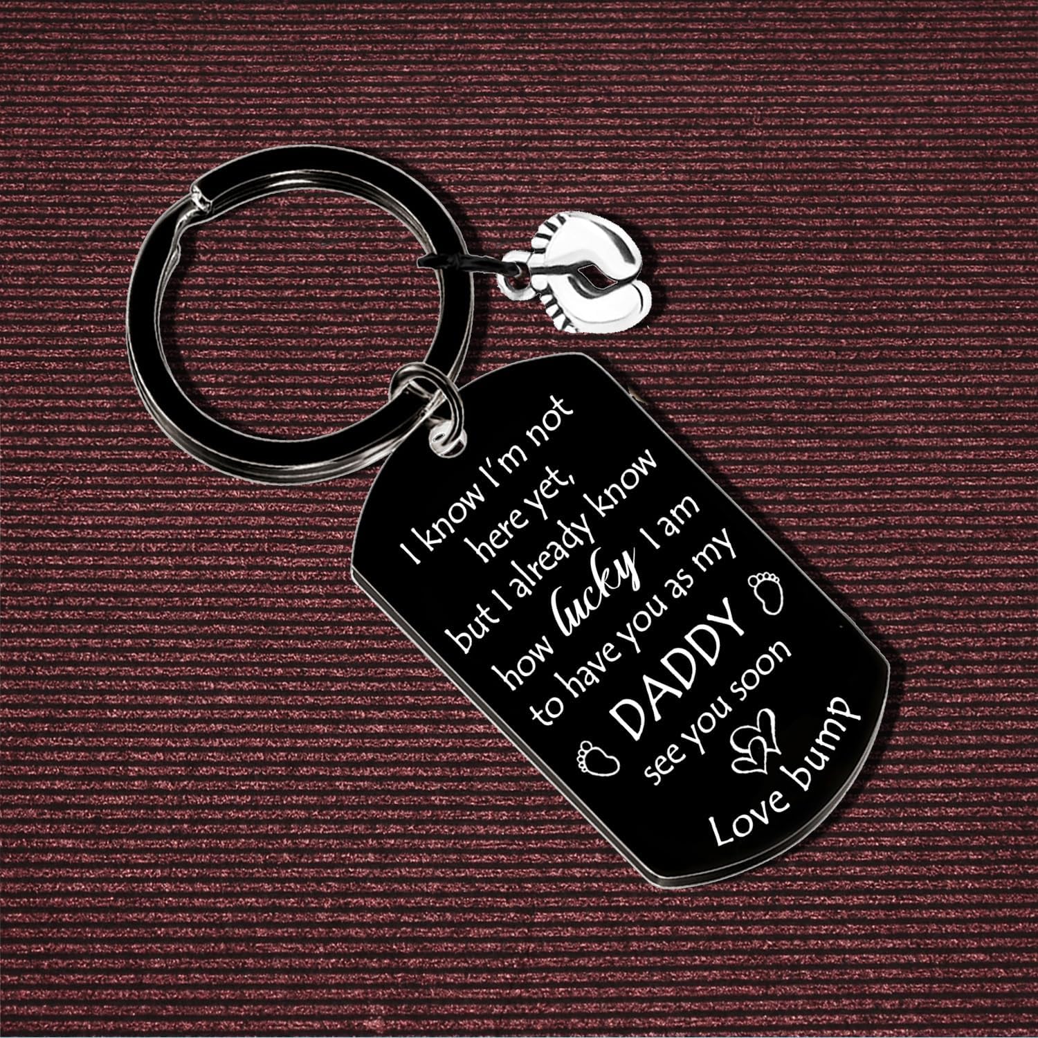 Daddy Dad to Be Gifts New Dad Keyring for Men - Black Stainless Steel Keychain with Personalized Engraving for New Fathers, Expectant Fathers - Image 3