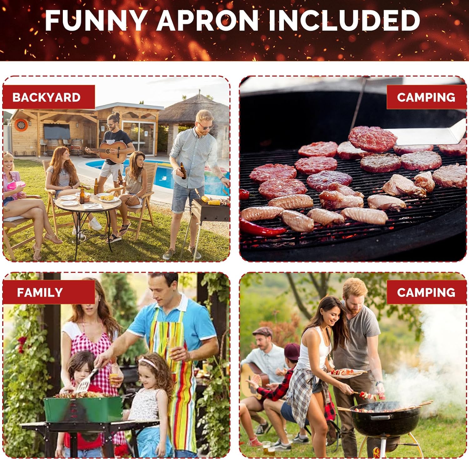 26PCS Griddle Accessories Kit, Stainless Steel Griddle Accessories for Blackstone & Flat Top Grill, Includes Spatula, Tongs, Burger Press, Basting Cover – Outdoor Cooking Gift for Men Dad - Image 6