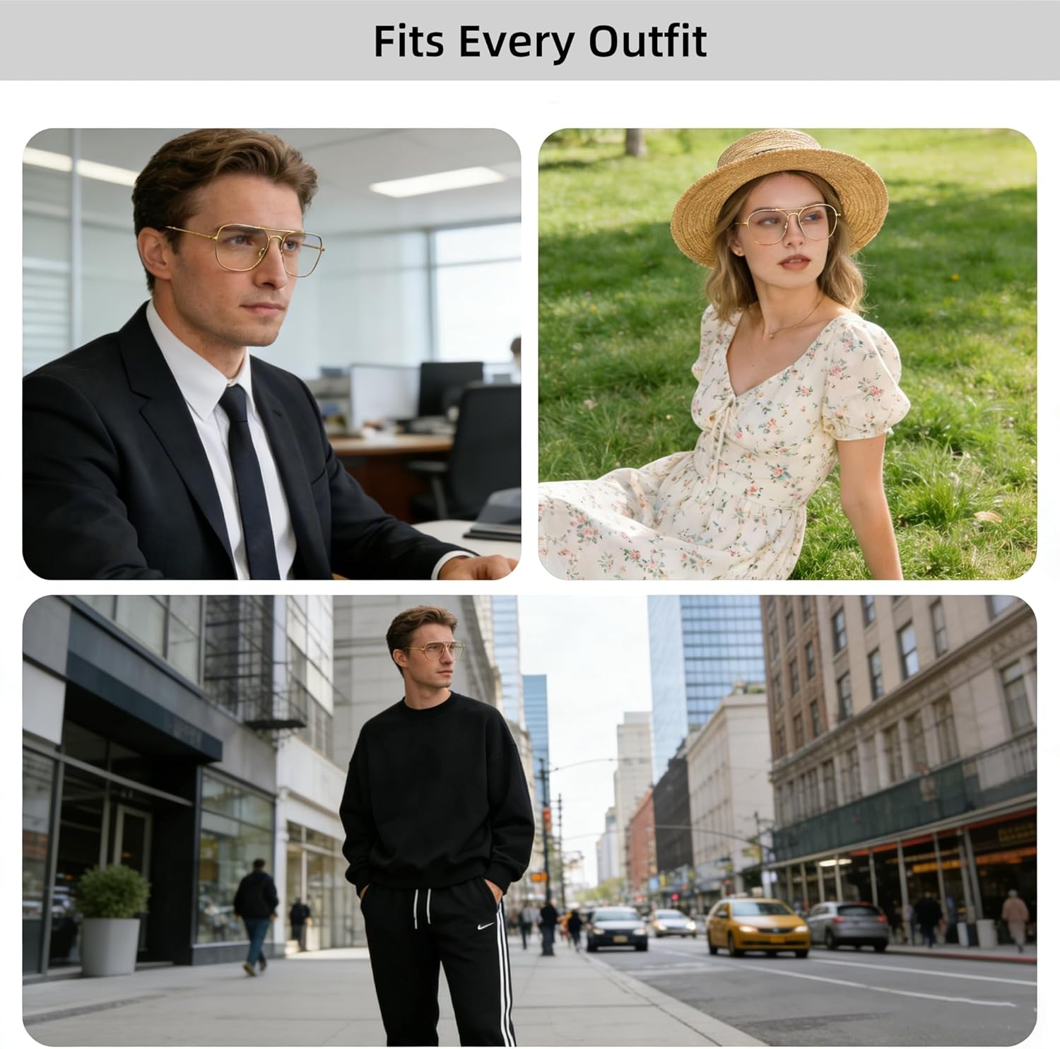 JM Blue Light Blocking Computer Glasses, Square Eye Protect Video Eyeglasses Anti Glare Men Women - Image 3