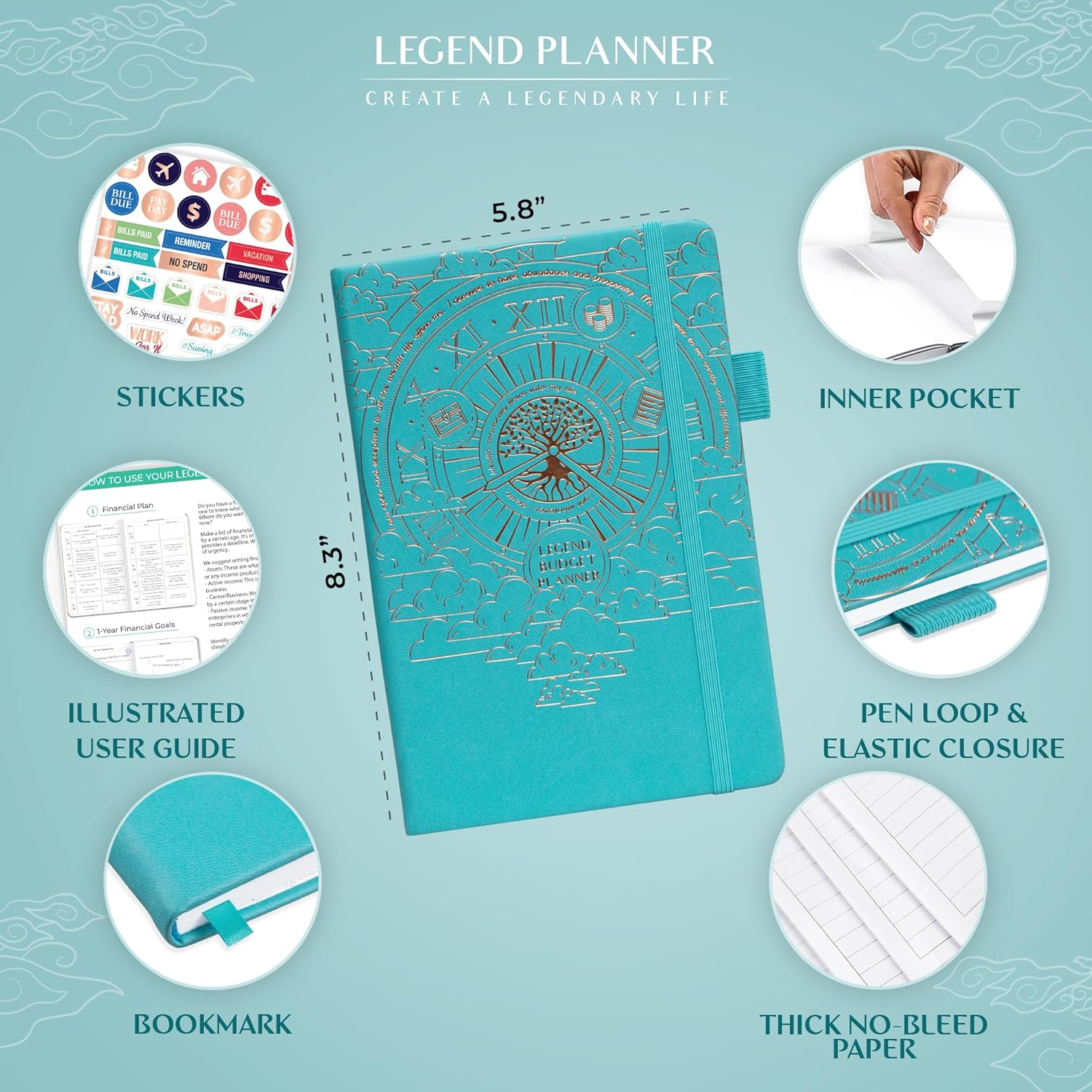 Legend Budget Planner – Financial Organizer Book. Money Account & Expense Tracker Notebook Journal for Household Monthly Budgeting (Turquoise) - Image 2