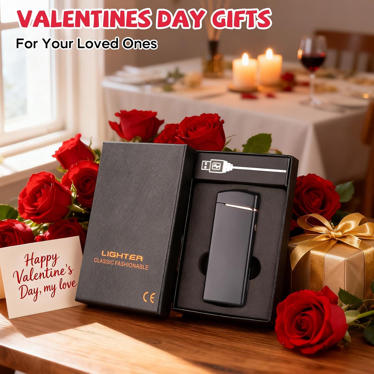 Coquimbo Valentines Day Gifts for Him Men Electric Lighter, USB Rechargeable Arc Lighter Windproof Flameless Plasma Lighter with Battery Display, Birthday Gifts for Men, Women, Him, Her - Image 3