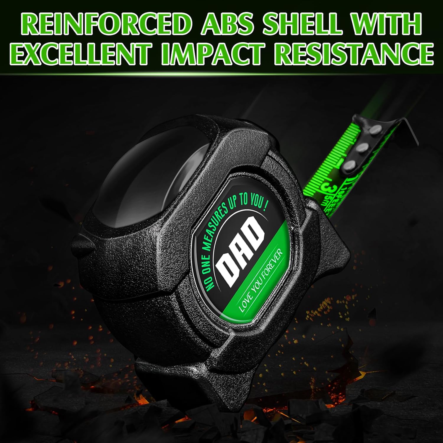 Gifts for Fathers Day Dad Gifts, Personalised Christmas Birthday Anniversary Presents for Dad from Daughter, Son Tape Measure(5M/16FT-Black) - Image 4