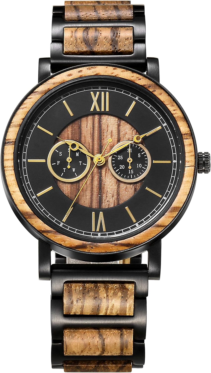 Kenon Engraved Wooden Watch Gift for Husband Boyfriend My Man Fiancé, Customized Personalized Wood Watches for Men Valentine's Day Anniversary Birthday Gift - Image 4