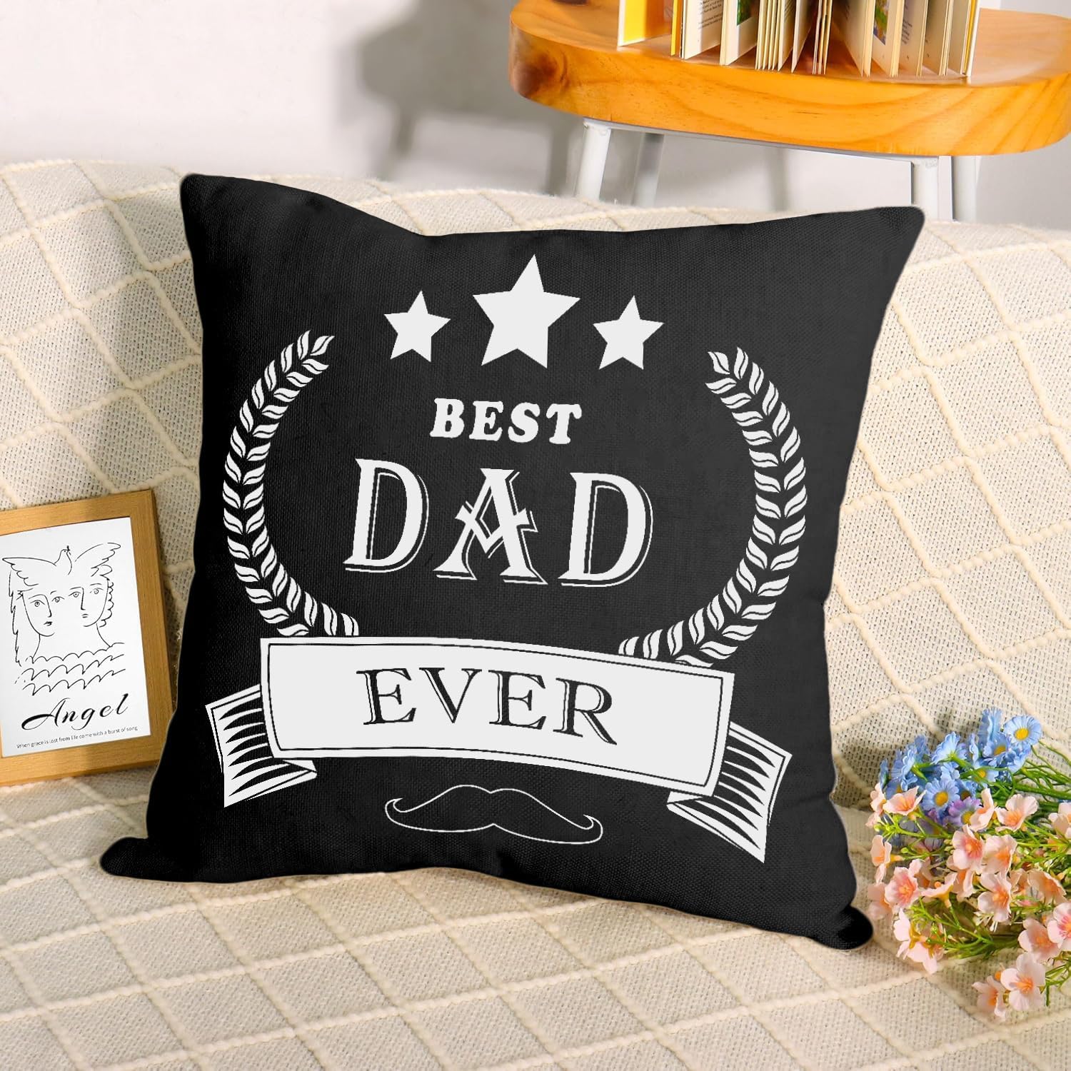Dad Throw Pillow Covers, Father Birthday Gifts from Daughter and Son, Double-sided Funny Cushion Covers with Invisible Zipper, 18x18 Inch Decorative Square Couch Pillow Case(45 x 45 cm) - Image 5
