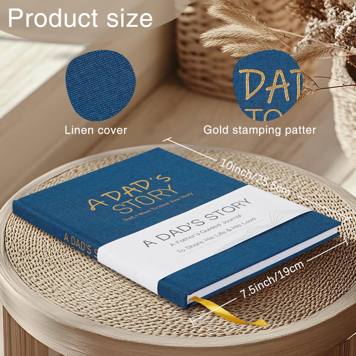 Dad's Life Story Journal Family Keepsake Book Linen Hardcover for Dad to Share His Memories, with 250+ Prompt Questions Book Gift for Birthday Father's Day Christmas (Blue) - Image 2