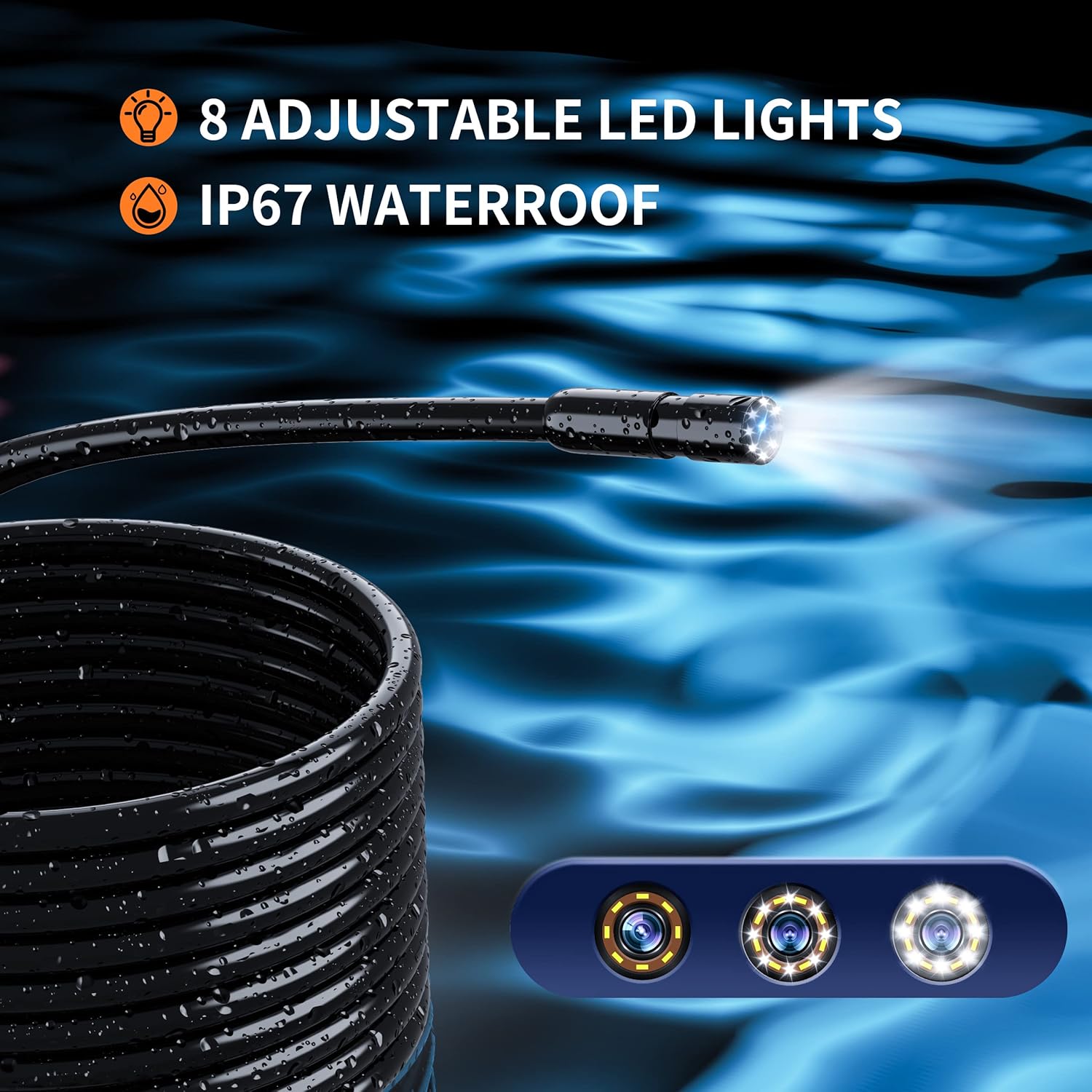 Daxiongmao Borescope, Endoscope Camera with Light, IP67 Waterproof Endoscope, 1080P HD Inspection Camera, Borescope Camera with Light, 16.5 Ft Flexible Endoscope Camera, Gadgets for Men (4.3”) - Image 6