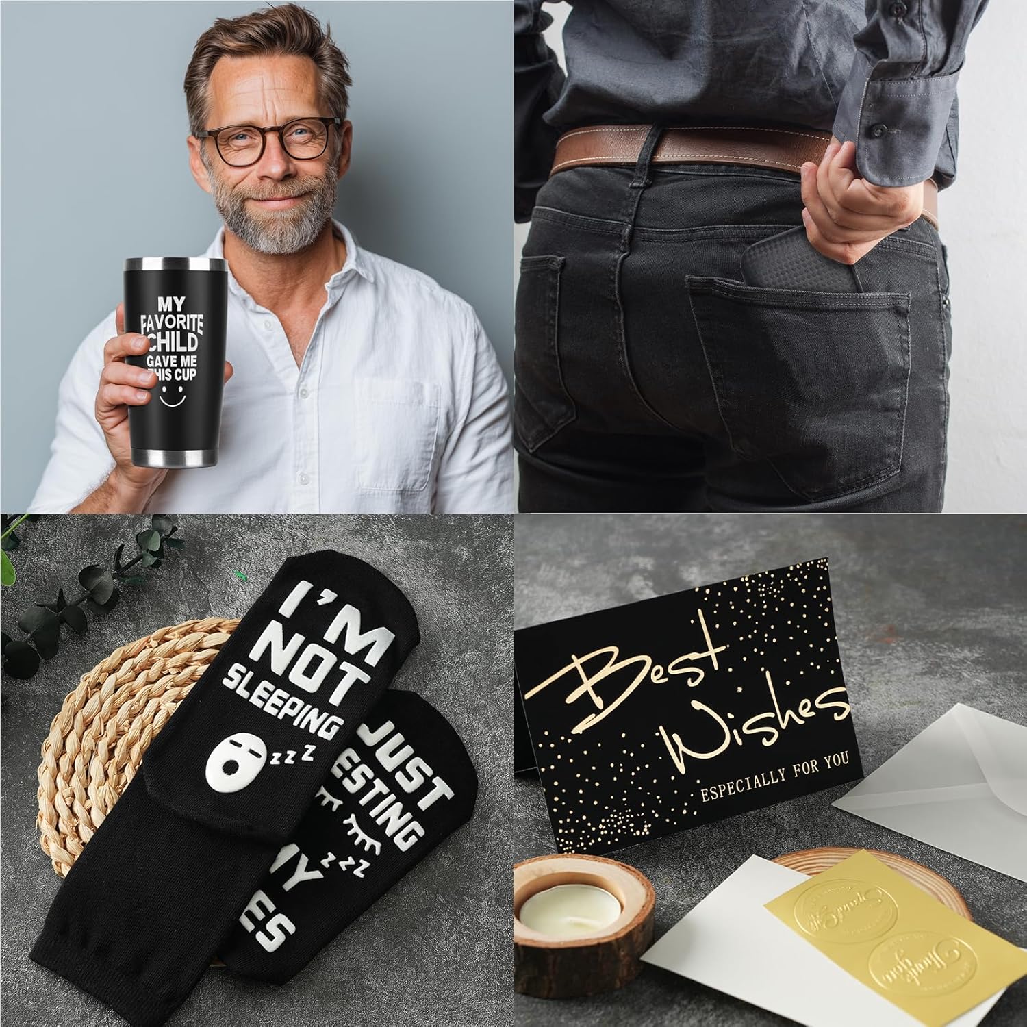 Dad Gifts from Daughter Son, Birthday Gifts for Dads, Christmas Fathers Day Gift Ideas for Dad, Personalised 20oz Insulated Drinking Cup Presents for Daddy, Funny Socks - Image 6