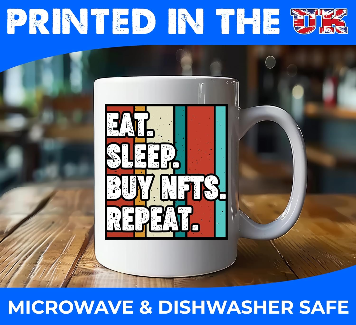 signkitsuk Eat Sleep Buy NFT Repeat 11oz Mug - Crypto Enthusiast Ceramic Coffee Cup for NFT Collectors and Blockchain Lovers - Unique Gift for Digital Art and Cryptocurrency Fans - Image 6