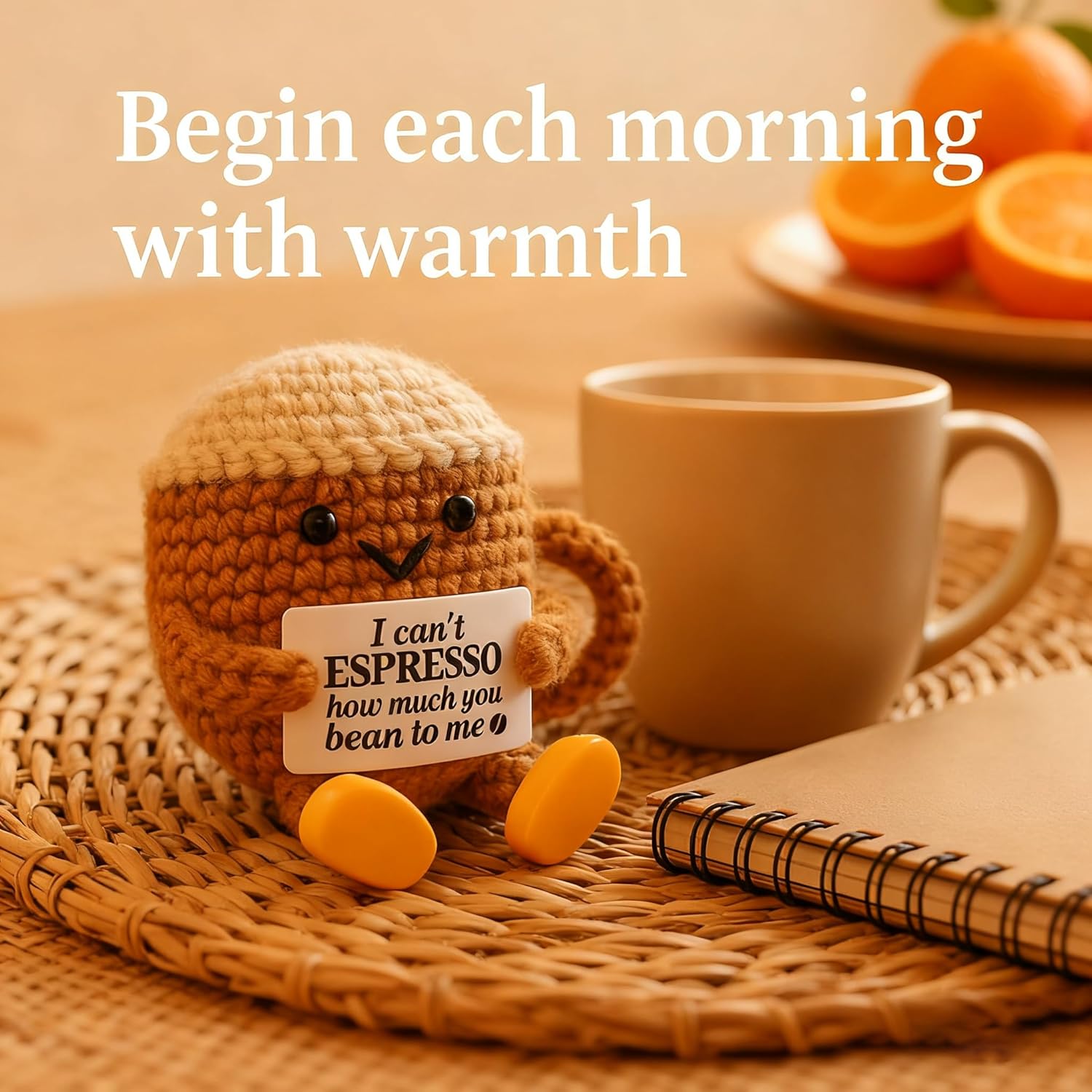 Funny Birthday Gifts for Women Men, Positive Crochet Coffee Cup Table Decor,Cute Coffee Lover Gift Coffee Mug Accessories, Christmas Decor - Image 4