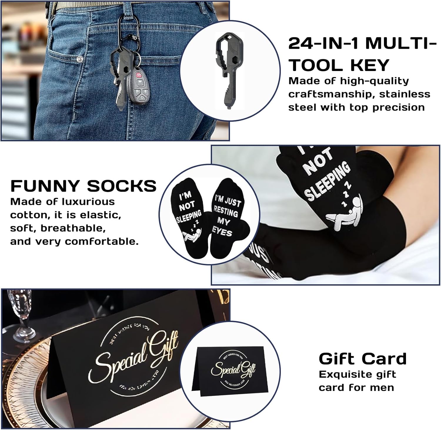 Fathers Day Gift for Dad - Birthday Gifts for Men, Inspirational Gifts for Men Dad Father Husband Boyfriend - Valentines Present for Him, Greeting Card, Keychain, Socks - 20 Oz Tumbler - Image 2