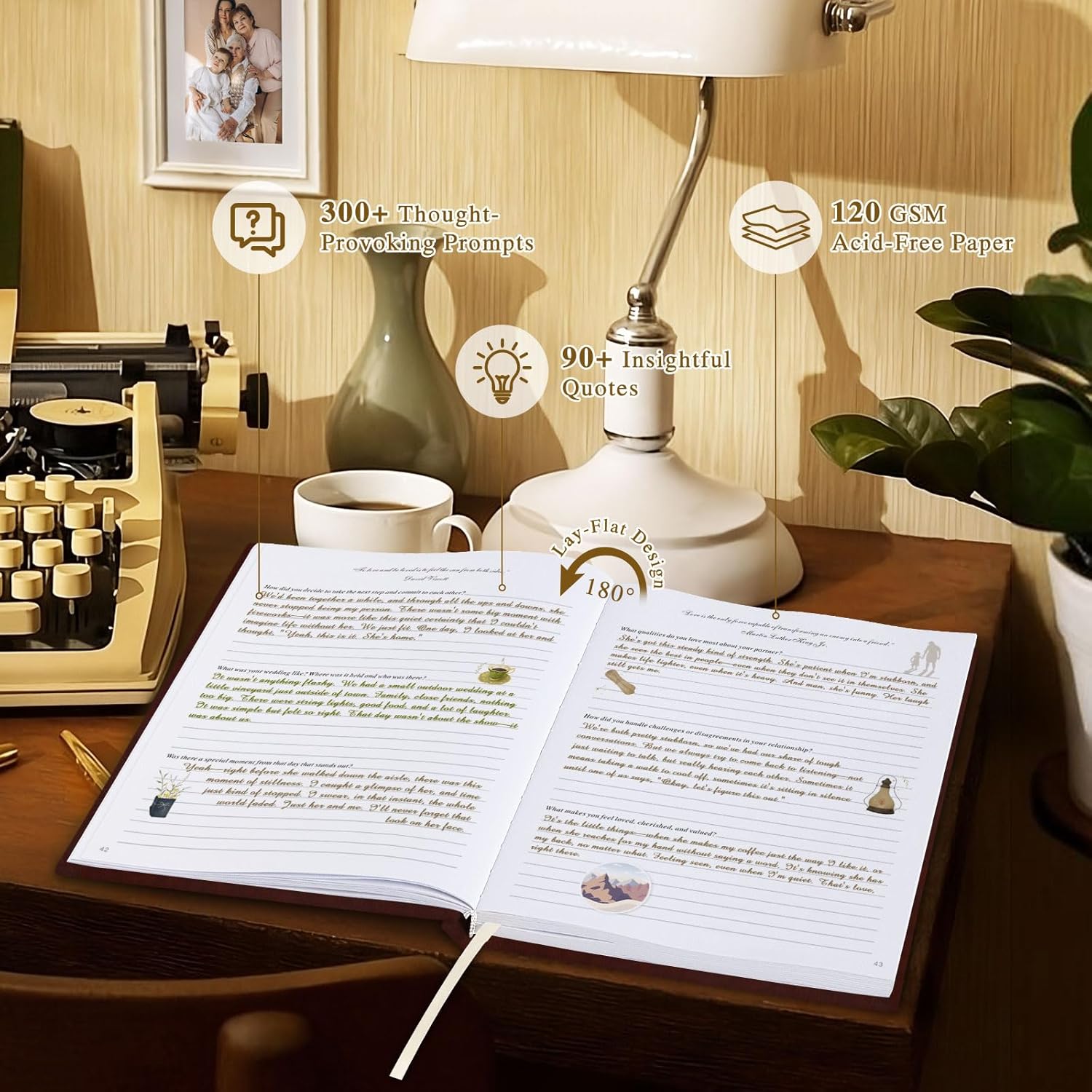 Lanpn Dad Life Story Journal with 300+ Questions, Gifts for Dad Father's Day Birthday Christmas Dads Memory Keepsake Book to Fill Out Leather Father Story Guided Journal to Share Life & Love (Brown) - Image 3