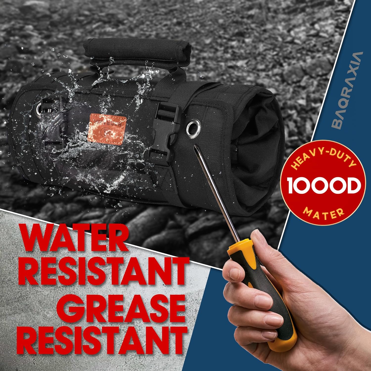 Tool Bag, Roll Up Small Tools Box Storage, Tool Gifts for Men Dad Husband Boyfriend Grandpa, Presents for Fathers Day Birthday,Heavy Duty Tool Organizer with 2 Detachable Tool Pouch - Image 6