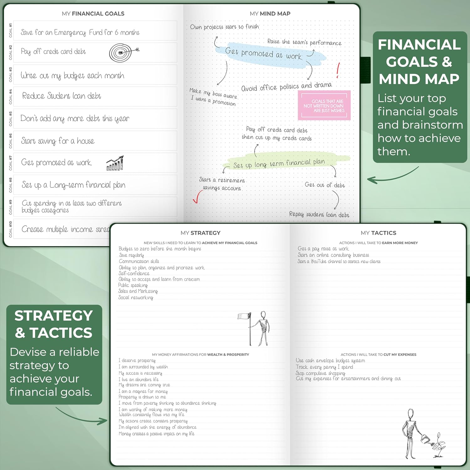 Clever Fox Budget Planner - Expense Tracker Notebook. Monthly Budgeting Organizer, Finance Logbook & Accounts Book, Bill Tracker, A4 (Dark Green) - Image 5