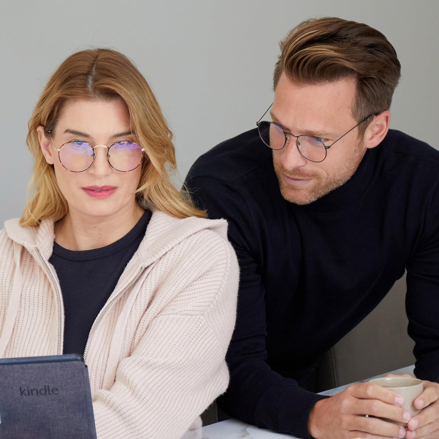 OPULIZE Sol - Reading Glasses with Blue Light Blocking Round Metal Retro Frame Spring Hinges Improve Sleep Reduce Headache Computer Glasses Gaming Anti-Reflective Men Women B94 - Image 3