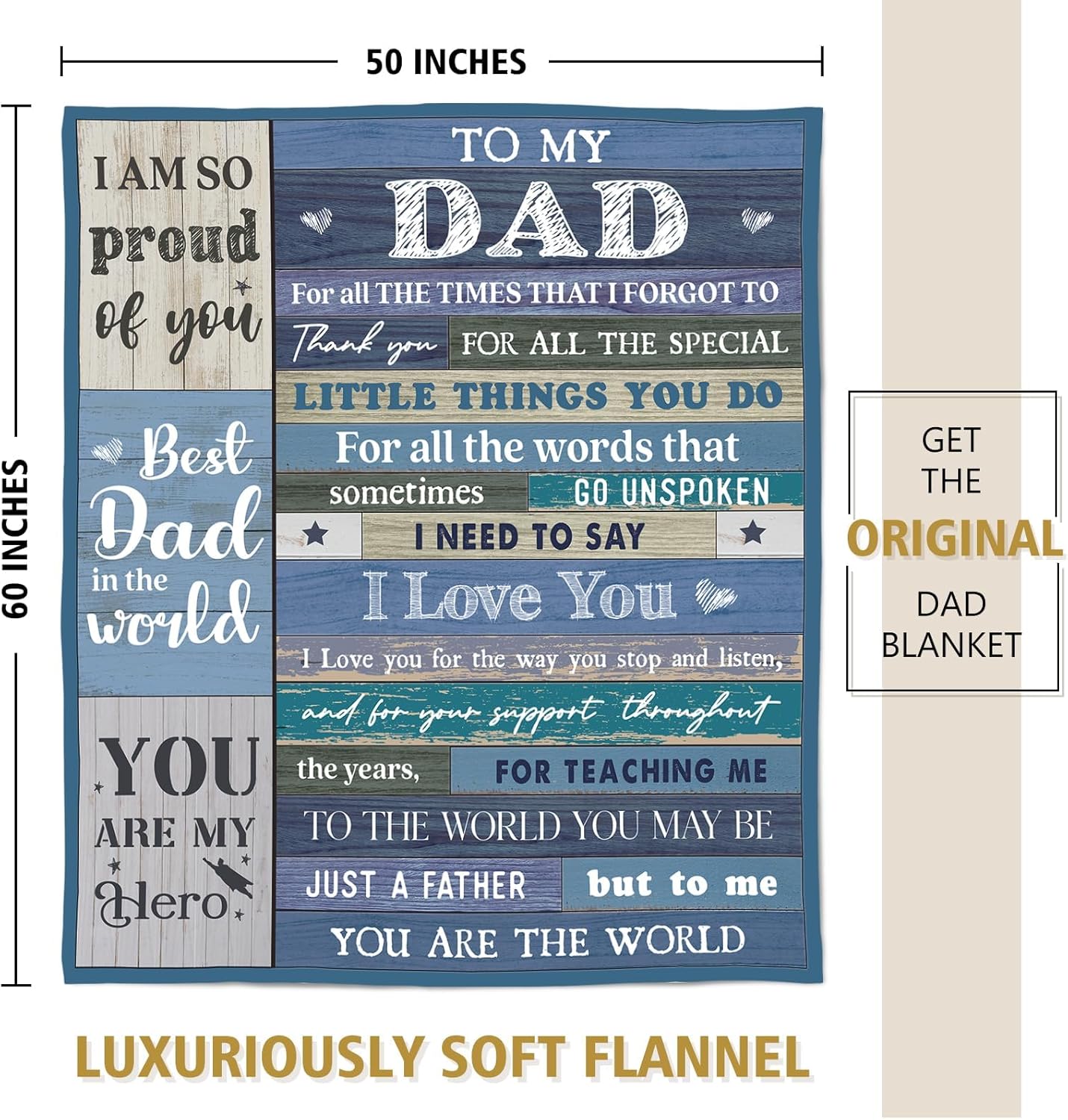 Dad Valentines Birthday Gifts, Birthday Gifts for Dad, Flannel Blanket Dads Gift from Daughter Son, Daddy Presents for Christmas Fathers Day, Blanket for Dads, Daddy, Father to be, 60 * 50in - Image 5