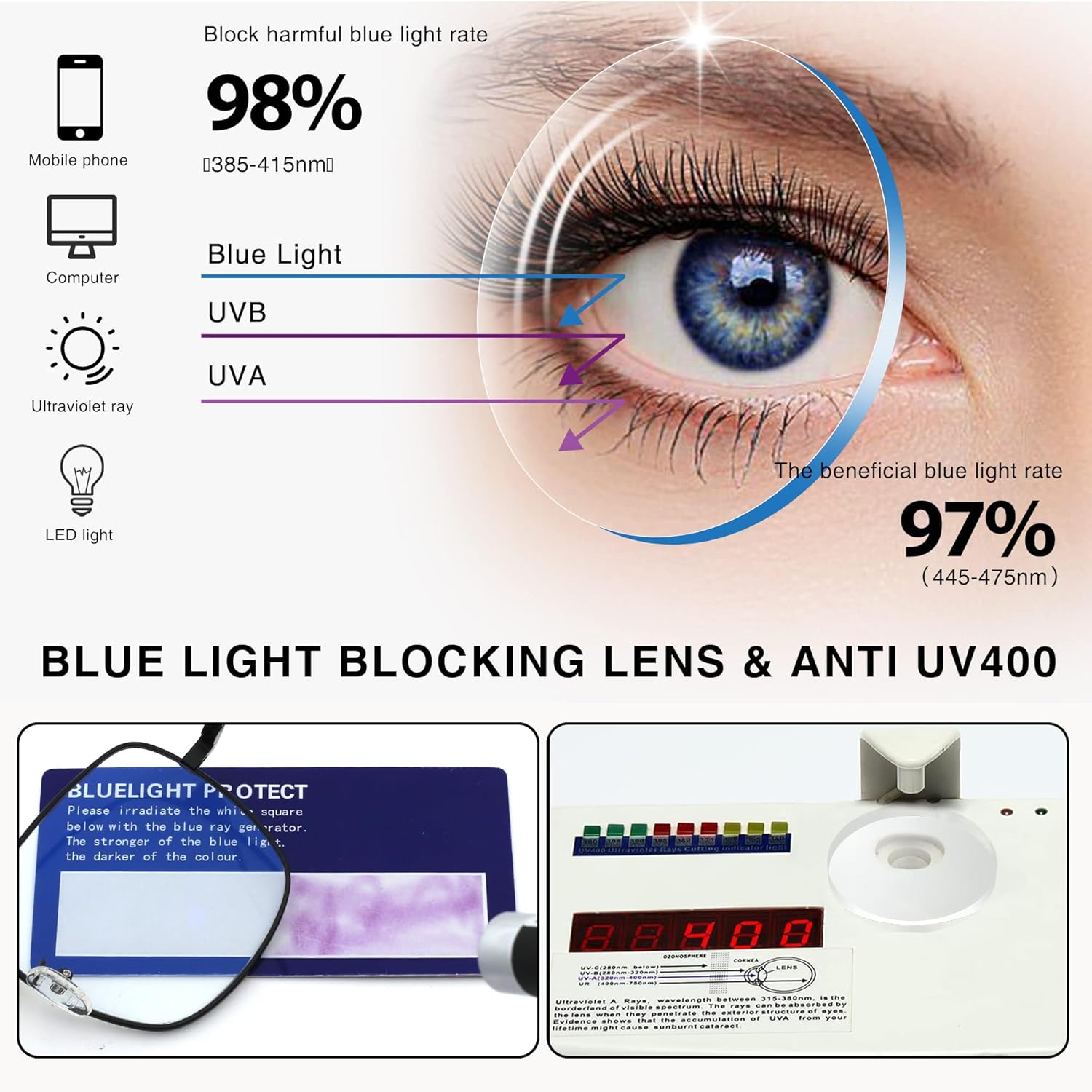 JM Blue Light Blocking Gaming Glasses Square UV400 Protection Metal Optical Computer Eyeglasses Anti Glare Eye Strain Men Women - Image 5