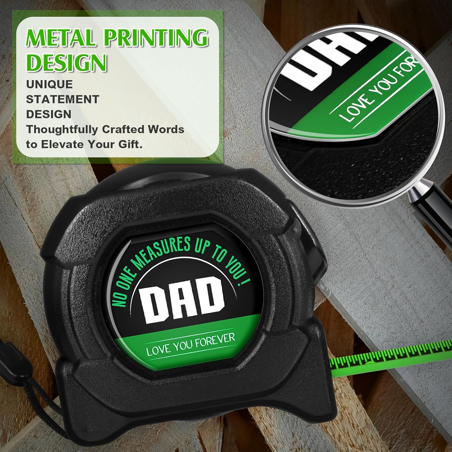 Gifts for Fathers Day Dad Gifts, Personalised Christmas Birthday Anniversary Presents for Dad from Daughter, Son Tape Measure(5M/16FT-Black) - Image 6