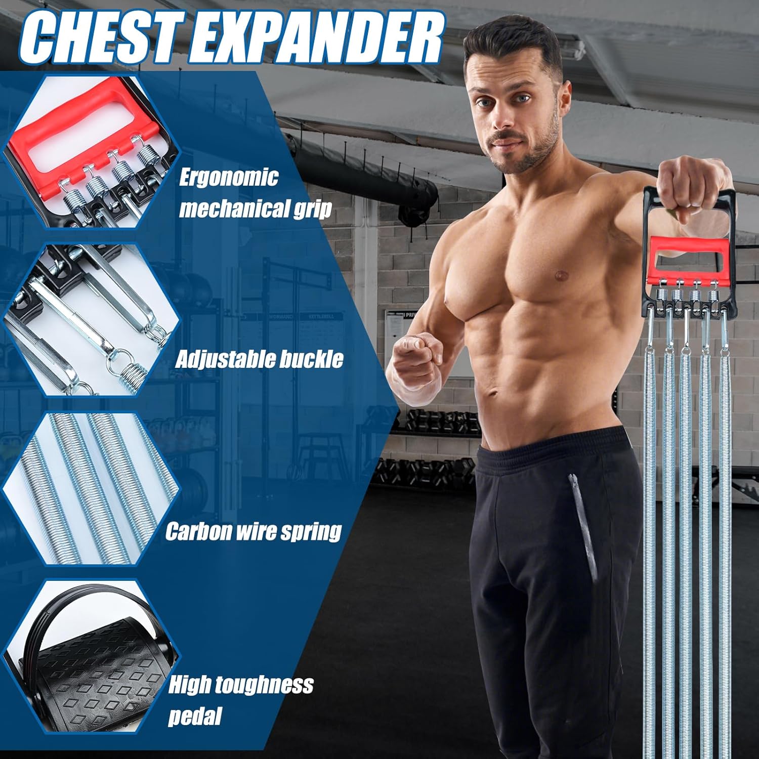 Tummy Trimmer Hand Gripper Chest Expander COVVY 3 in 1 Pull-up Bars Spring Exerciser Elastic Sit Up Pull Rope Home Fitness Equipment - Image 2