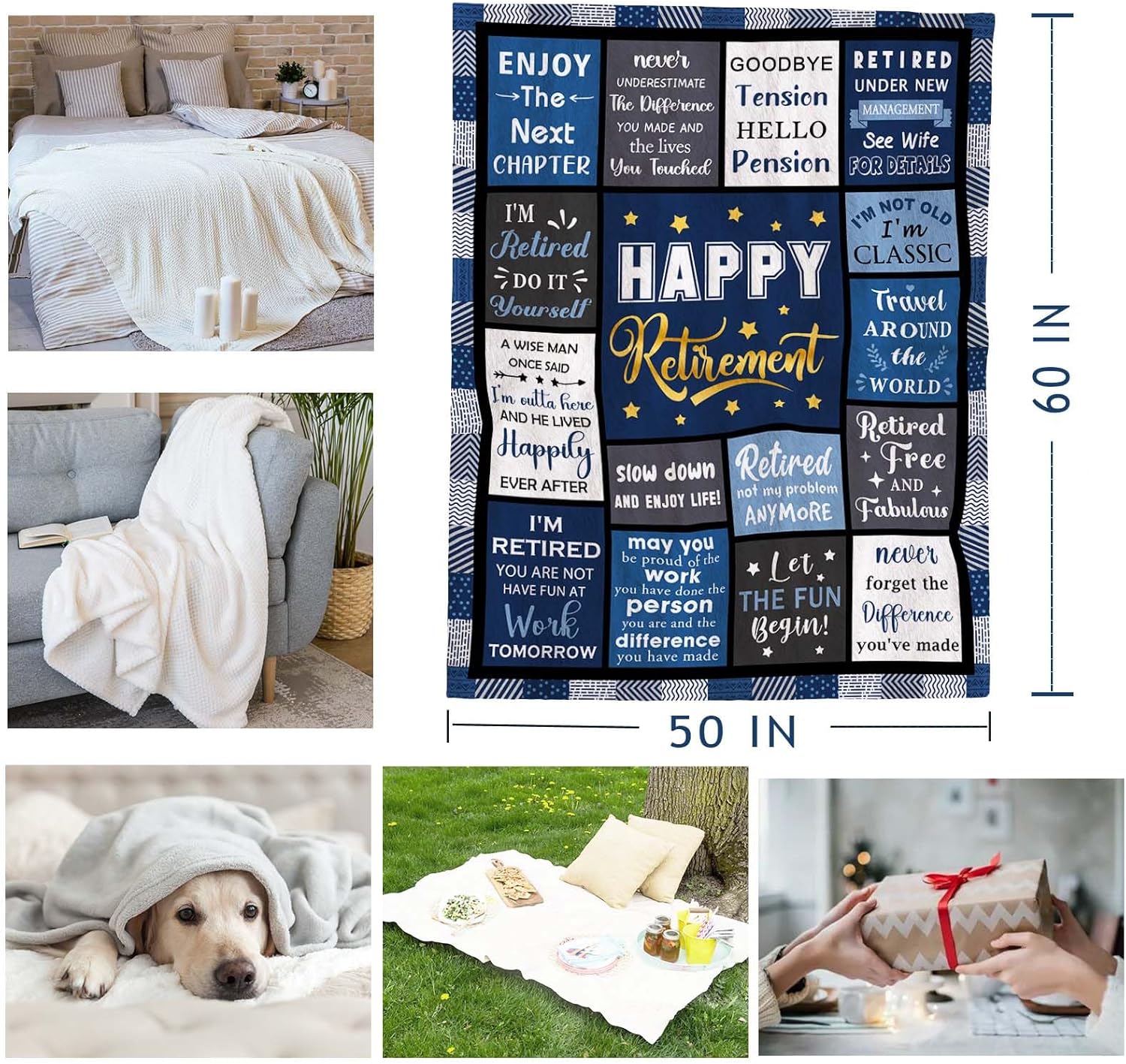 Retirement Gifts for Men, Funny Retirement Gifts for Men, Retirement Gift Ideas, Leaving Gifts for Coworker Dad Grandpa Blanket 150×130CM - Image 7