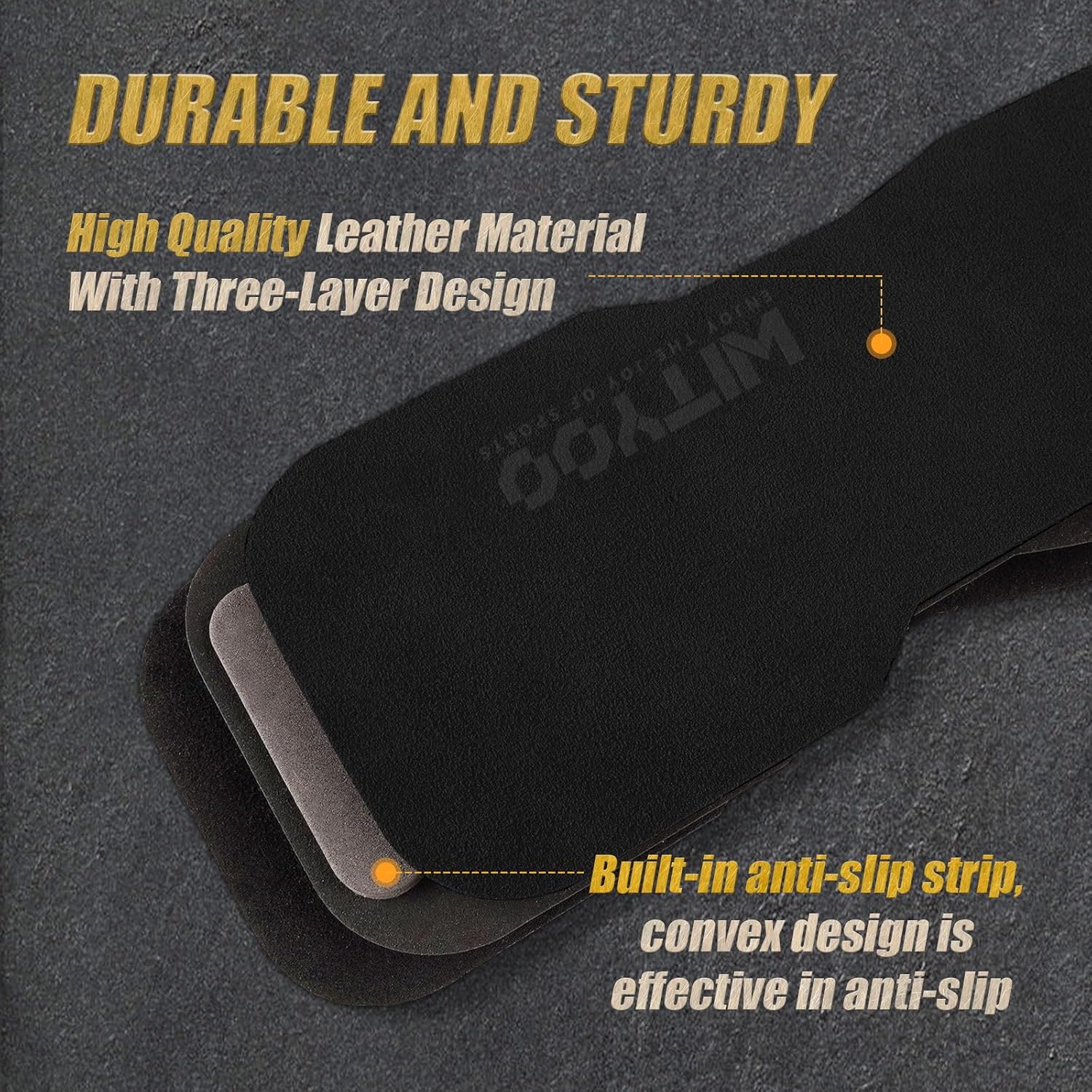 Weight Lifting Wrist Strap, Weightlifting Grip Strap for Gym Deadlifts, Powerlifting, Heavy Shrug, Pull Ups, Three Layer Leather Adjustable Training Accessory Gifts for Men Women Dad Him - Image 2