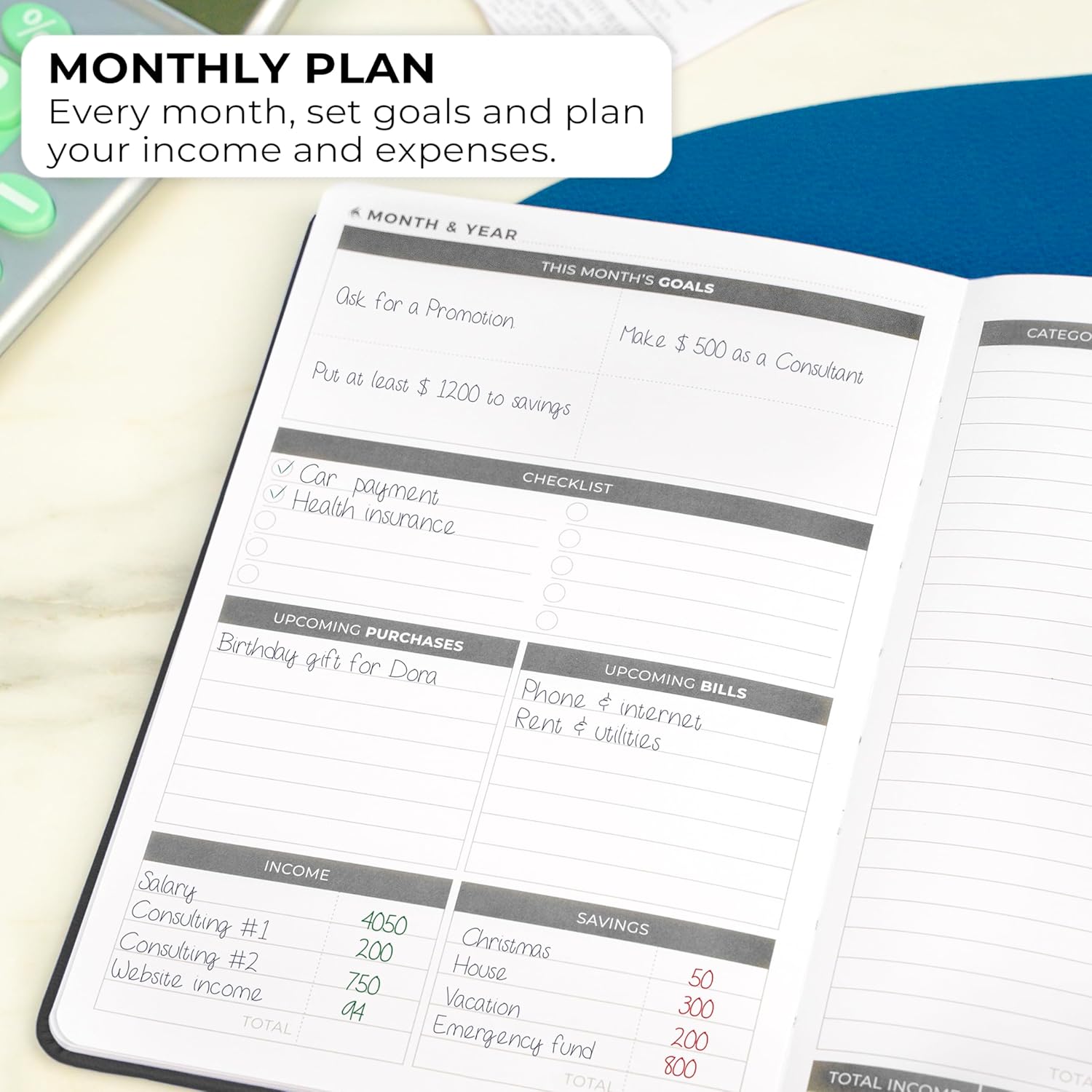 Clever Fox Budget Book – Financial Planner Organizer & Expense Tracker. Money Planner Account Notebook for Monthly Budgeting. Compact (Black) - Image 3