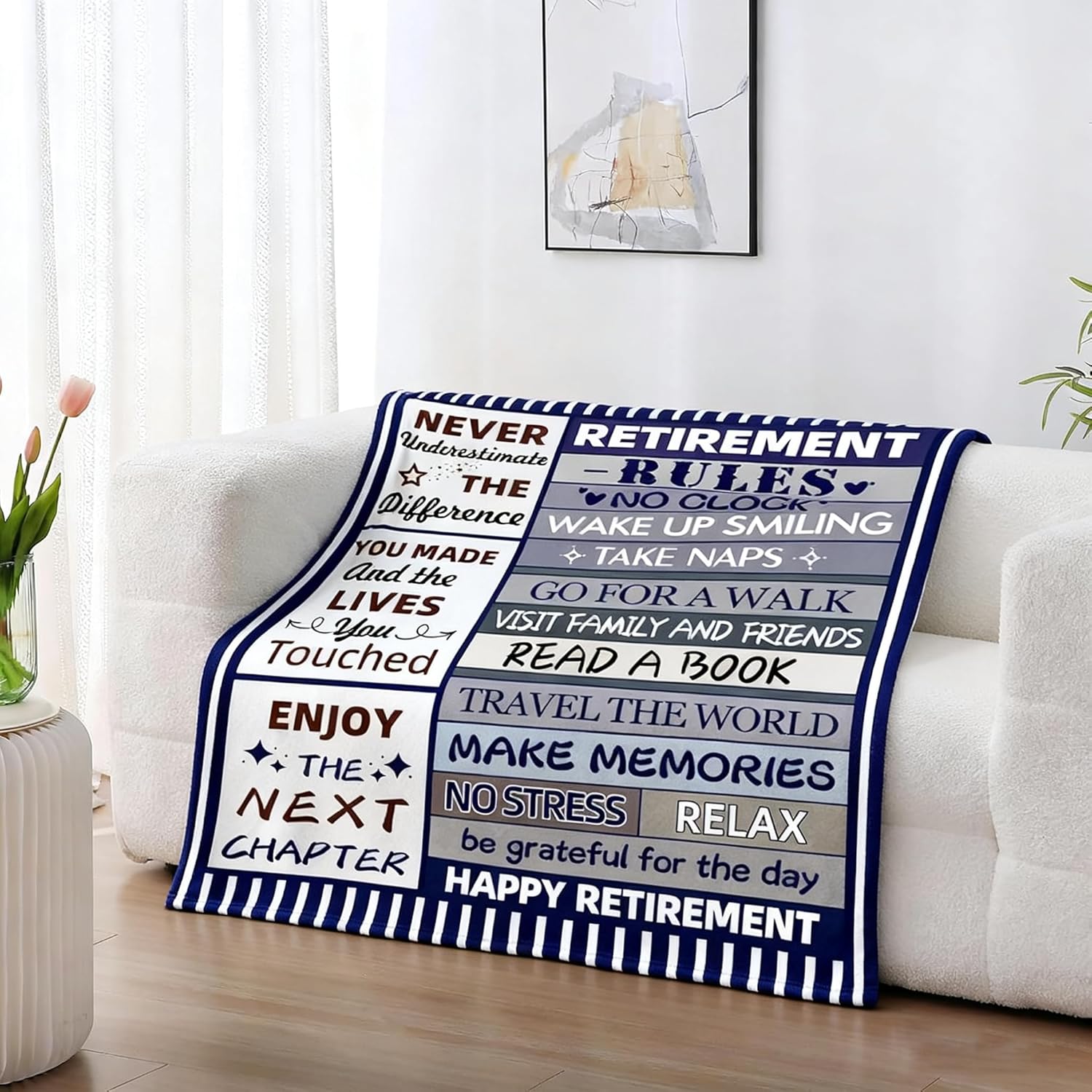 Retirement Blanket for Men – Soft Flannel Throw with Heartfelt Letter Print, Inspirational Retirement Gifts for Dad, Husband, Colleague or Friend, Cozy Blanket for Home, Sofa and Travel 60x50 Inches - Image 3