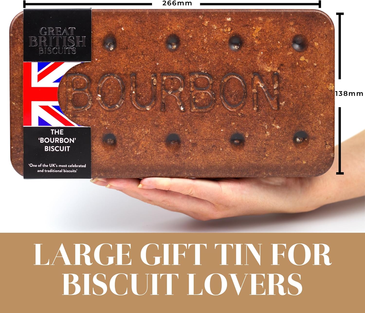 Giant Bourbon Biscuits Gift Set - Chocolate Novelty Treat Tin - Luxury Biscuits Gift Tins filled with Chocolate Bourbons - Fancy British Gifts for Birthday, Valentines Day Hamper Tins 400g - Image 6