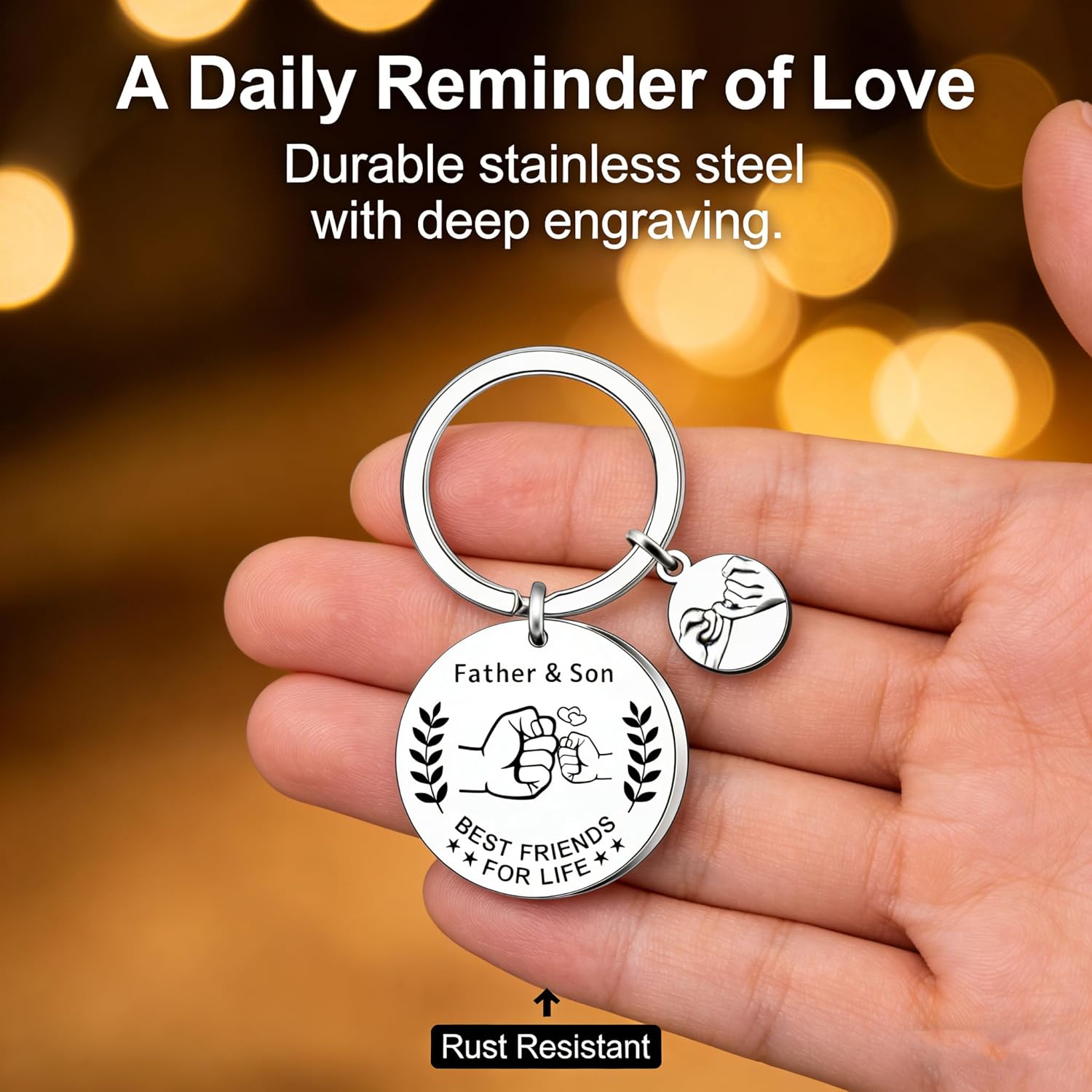 Dad Gifts Set, Cushion Cover, Mug and Keychain Set Gift, Double-Sided 45x45cm Throw Pillow Cover with Pockets, Christmas Birthday Gifts for Dad from Son Fathers Day - Image 3