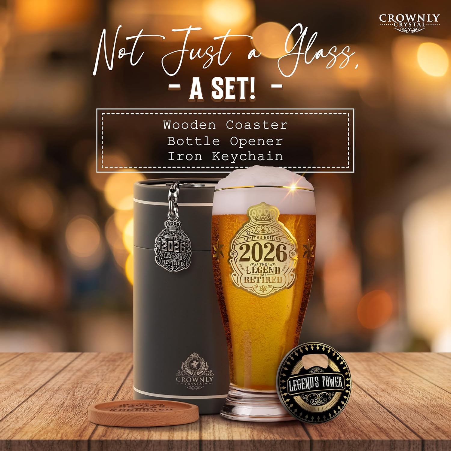 2026 Retirement Gifts for Men Personalised Beer Glasses Retirement Decorations Old Man Grandad Gifts 570 ml (1 Pint) Card Unusual Mens Gift Ideas - Image 6