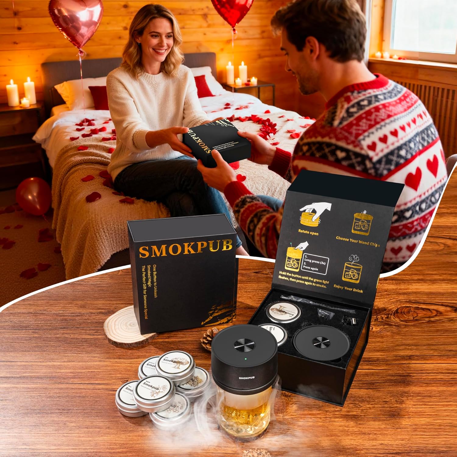 Electric Whiskey Smoker Kit Built-in Lighter, No Butane Needed, Cocktail Smoker Kit with 6 Wood Chips, Old Fashioned Drink Smoker Kit, Bourbon Whiskey Gifts for Men,Dad,Husband - Image 3