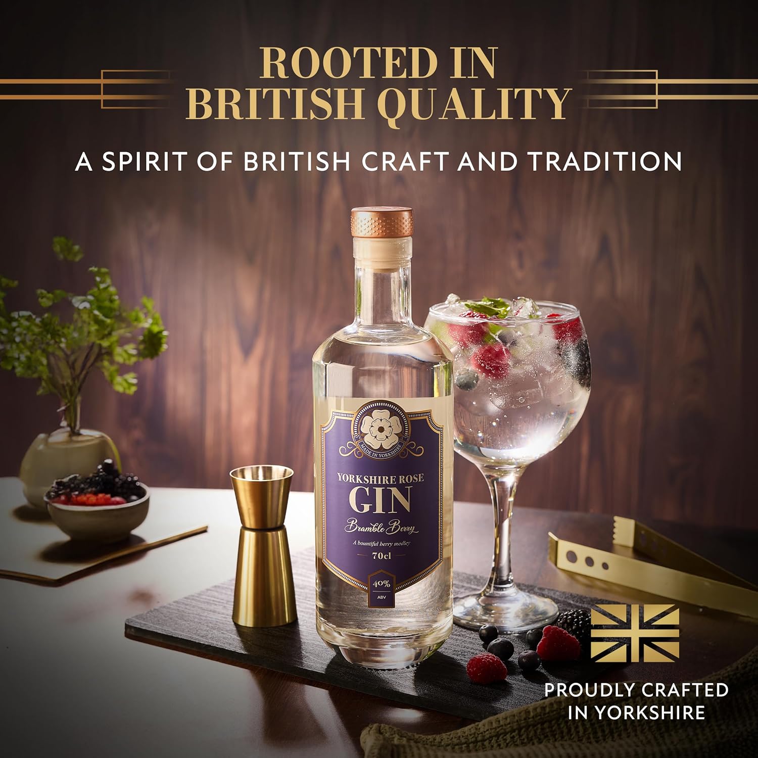 Yorkshire Rose Brambleberry Gin 70cl (40% ABV) | Flavoured Gin Bursting with Red Berries and a Hint of Citrus | Made with Natural Yorkshire Mineral Water for a Beautifully Smooth and Refreshing Finish - Image 6