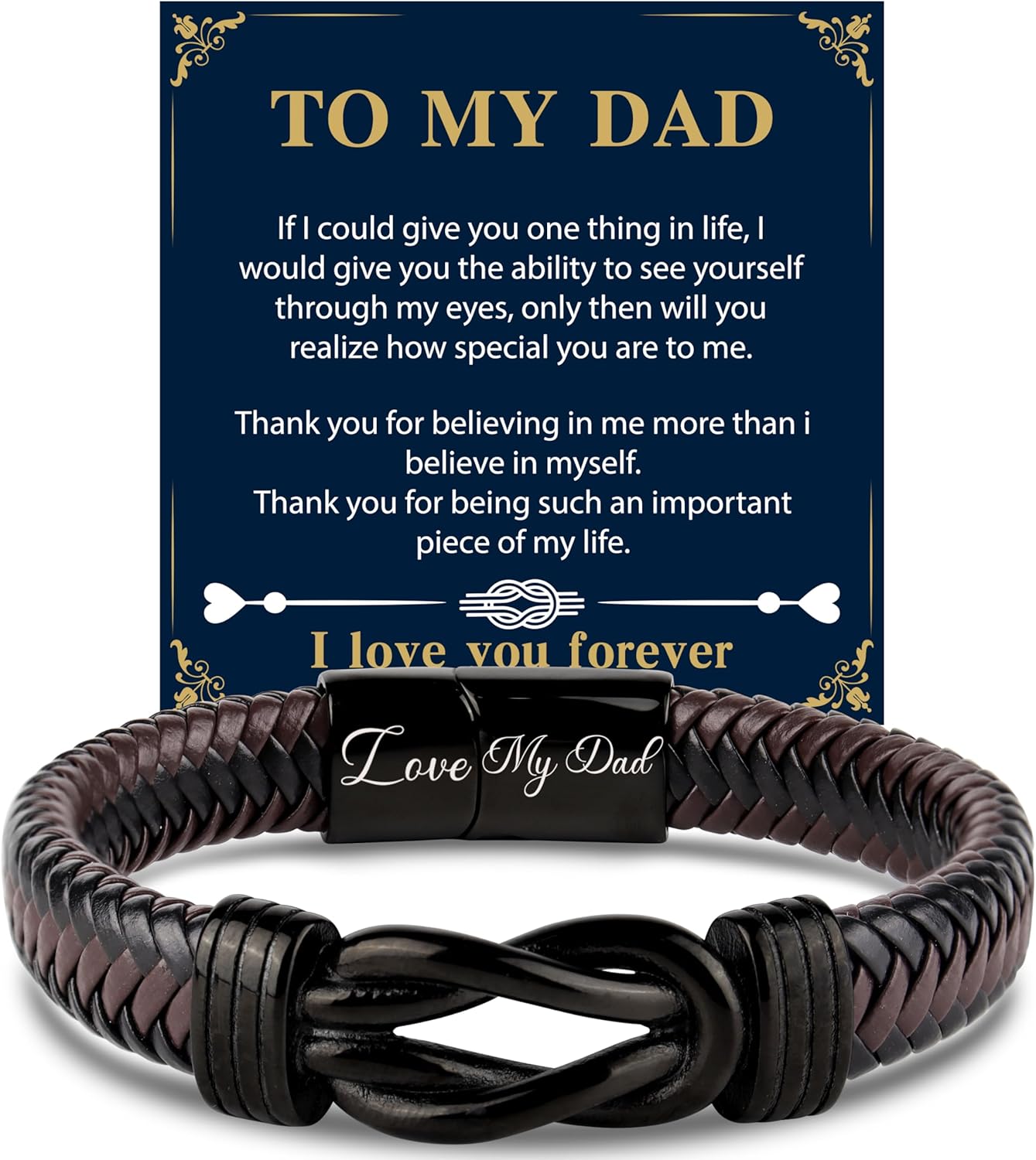 Gifts for Dad Grandad Mens Leather Bracelet Fathers Day Birthday Christmas Gifts