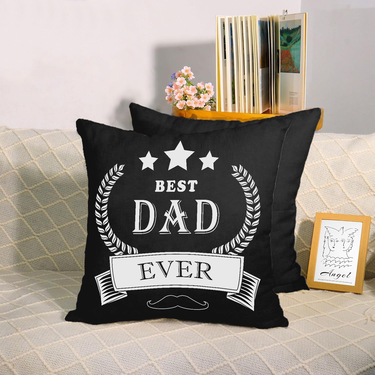 Dad Throw Pillow Covers, Father Birthday Gifts from Daughter and Son, Double-sided Funny Cushion Covers with Invisible Zipper, 18x18 Inch Decorative Square Couch Pillow Case(45 x 45 cm) - Image 6