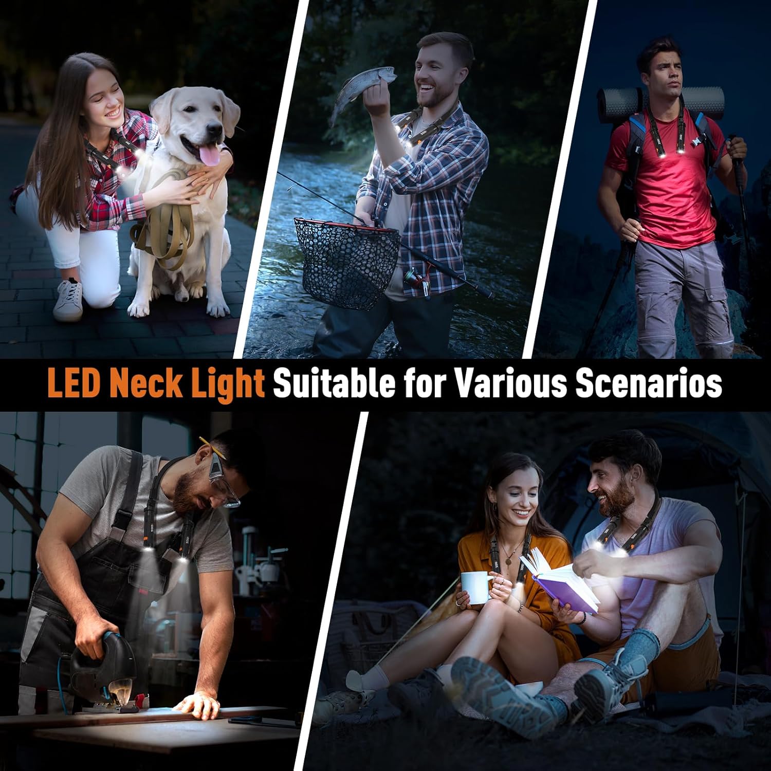 ZOOI Gifts for Men, Reading Neck Light with Magnetic Removable Lamp, Valentines Gifts for Him Multi Tool Gadgets for Men, Mens Gifts for Dad Birthday Presents for Dad Neck Lights for Reading at Night - Image 5