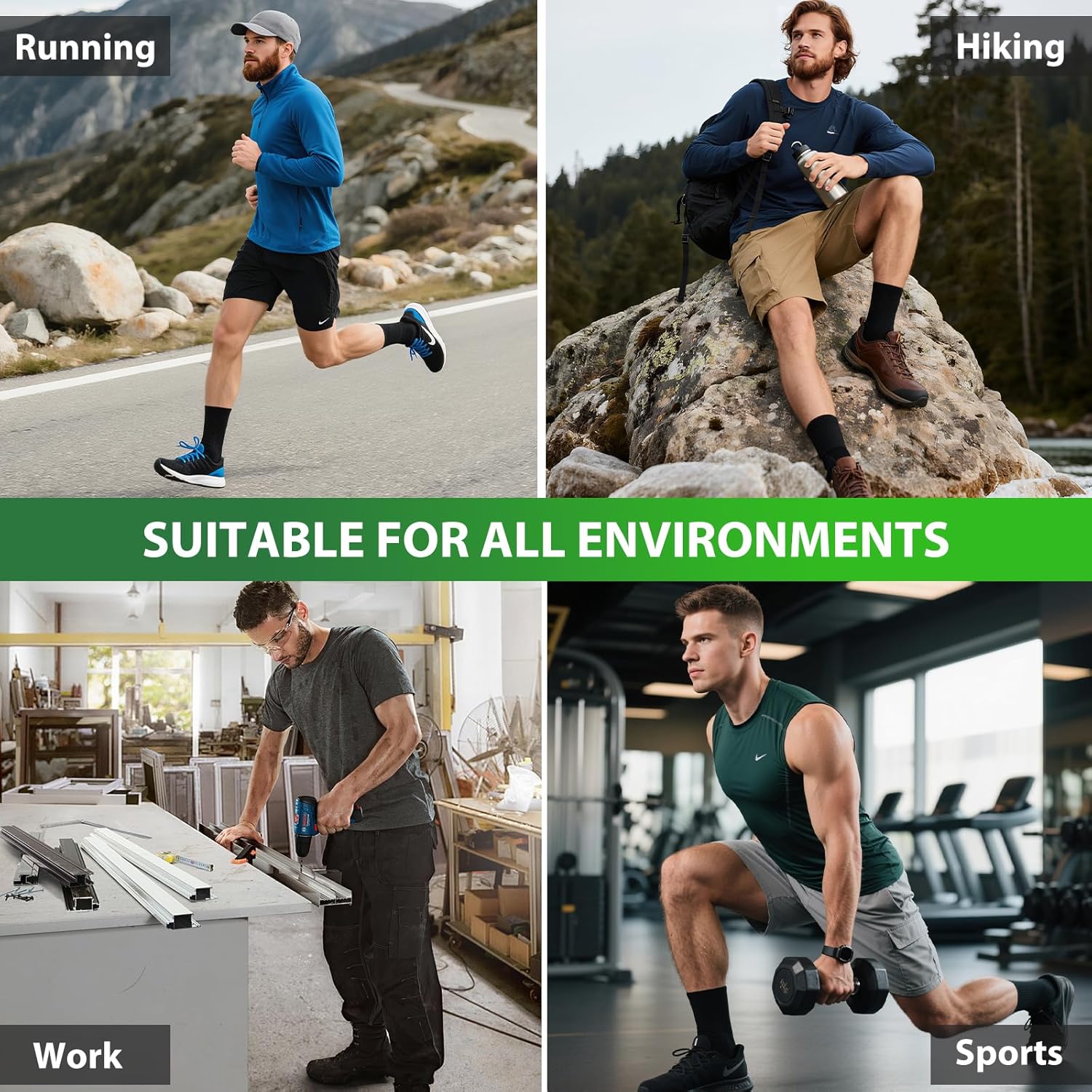 Mens Bamboo Socks, Wicking Breathable Cushioned Sports Socks for Hiking Walking Athletics Working Running Trekking Cycling, Men Women, Outdoor Anti Blister Crew Seamless Sock Gifts 6 Pairs - Image 9