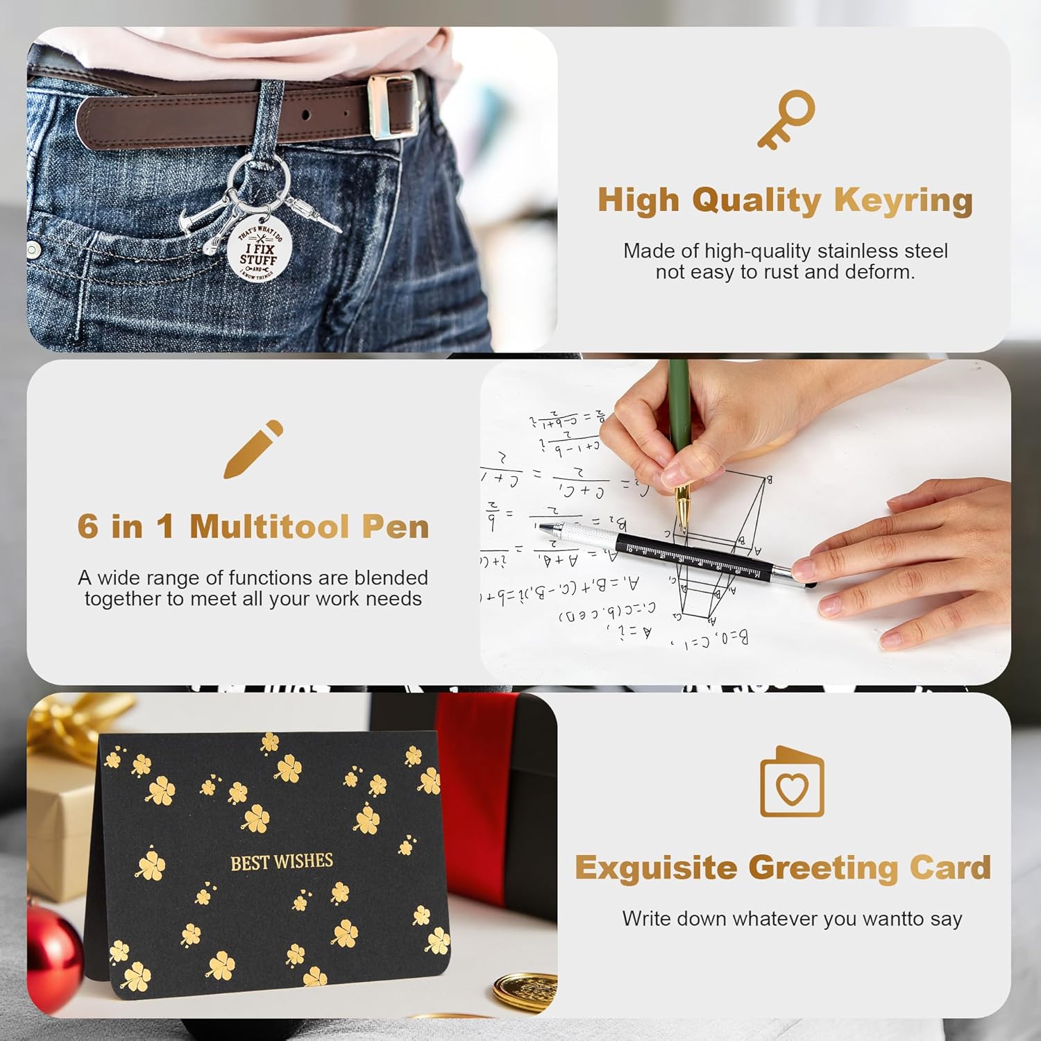 Unique Birthday Gifts for Men - Funny Stainless Steel Travel Tumbler, Multi-Tool Pen, Socks & Keychain Set – Perfect Presents for Dad, Husband, Grandpa, Mechanics & More - Image 7