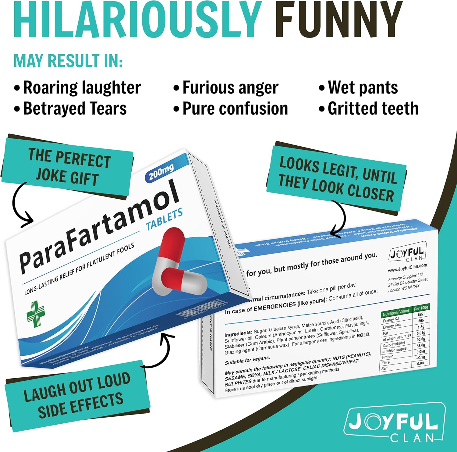 ParaFartamol Sweets, Valentines Day Gifts for Him, Rude Funny Male Birthday Gift for Dad, Grandad, Father, Man - Xmas Joke Pills, Tablet Box Prank Present for Boyfriend, Novelty Quirky Gag - Image 3