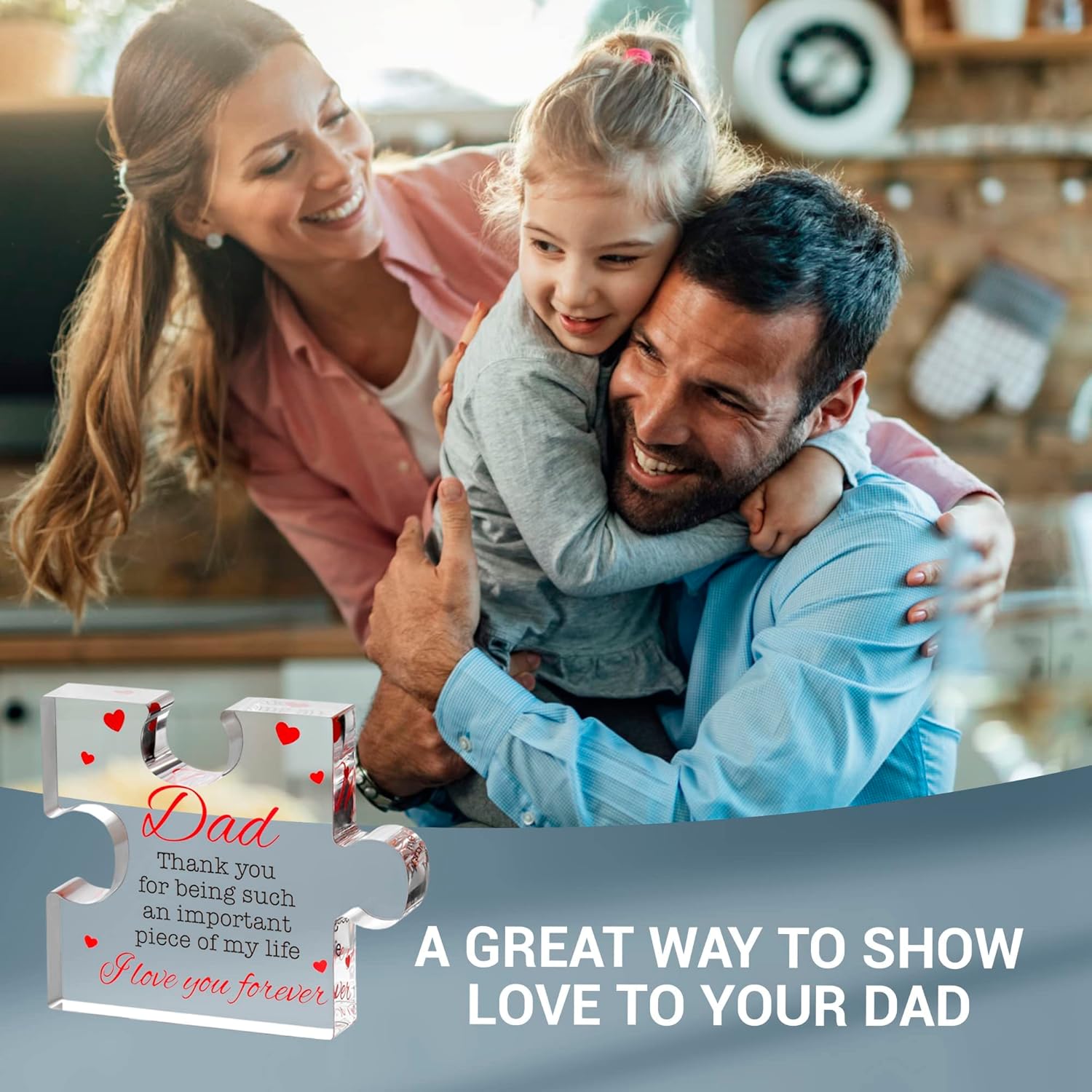 Fathers Day Gifts from Daughter, Son - Engraved Acrylic Block Puzzle Fathers Day Present 3.35 x 2.76 inch - Cool Dad Presents from Daughter, Son, Mom - Heartwarming Men Birthday Gift, Ideas - Image 7