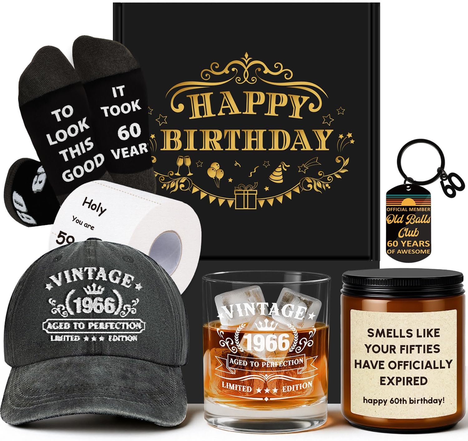 60th Birthday Gifts for Men - Unique Vintage 1966 Men’s Birthday Presents for Him, 60 Year Old Personalized Gifts Ideas for Dad Husband Brother