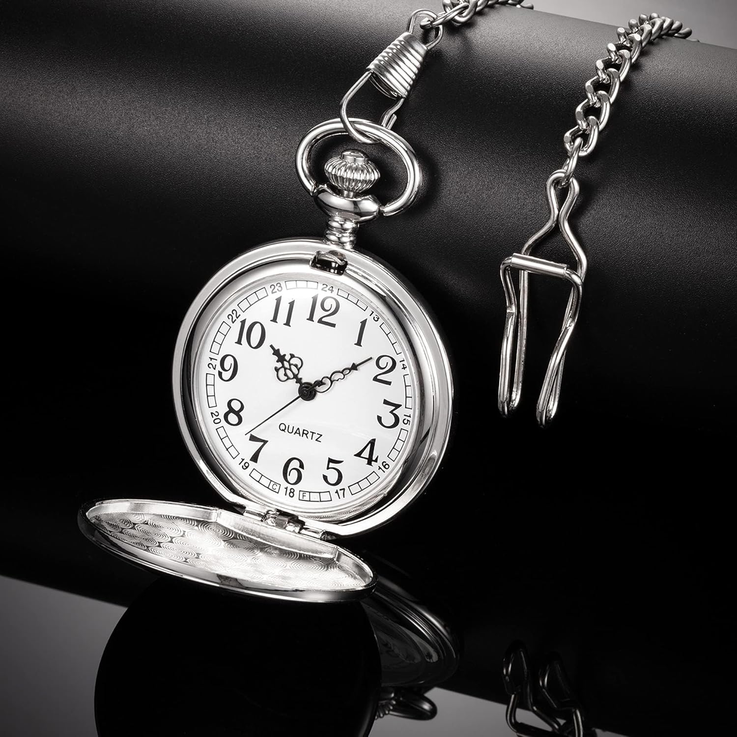 Dad Gift from Daughter to Father Engraved Pocket Watch - No Matter How Much Time Passes, I Will Always Be Your Little Girl (Silver) - Image 3