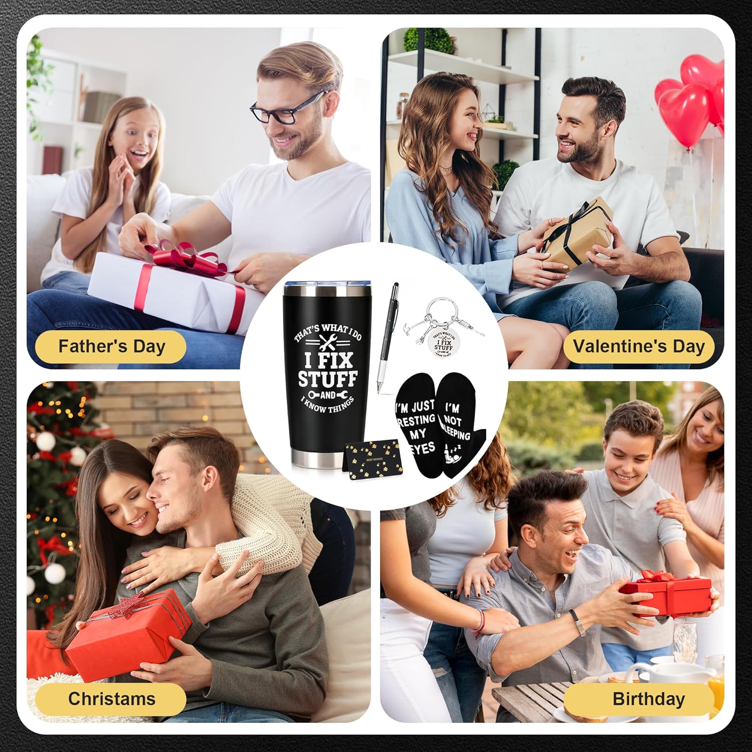 Unique Birthday Gifts for Men - Funny Stainless Steel Travel Tumbler, Multi-Tool Pen, Socks & Keychain Set – Perfect Presents for Dad, Husband, Grandpa, Mechanics & More - Image 8