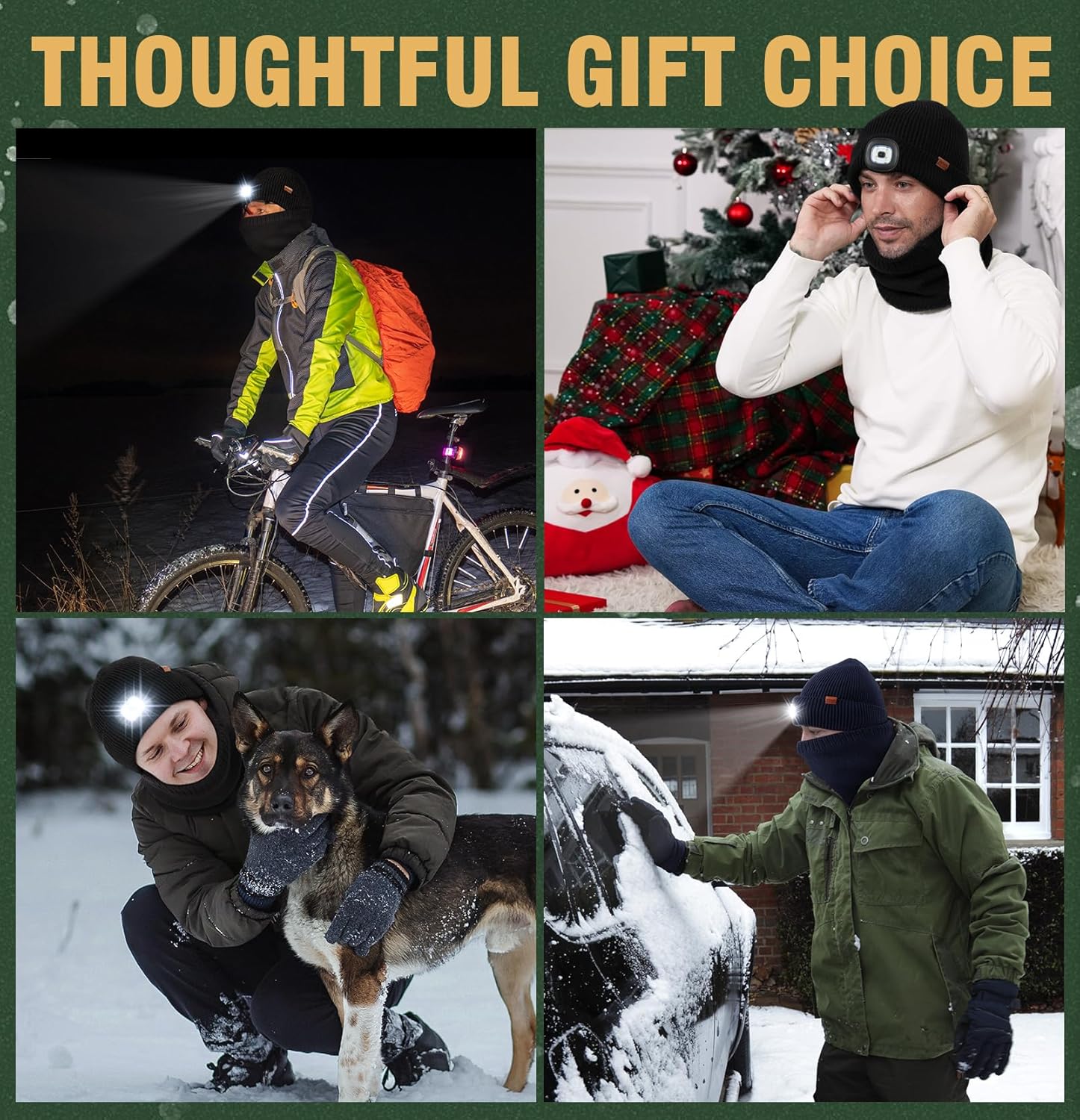 Wmcaps LED Lighted Beanie and Scarf Set with Thick Warm Lining, Soft and Cozy Winter Hat with a Light Built in, Rechargeable USB-C Running Head Torch Hat, Gifts for Men and Women - Image 6