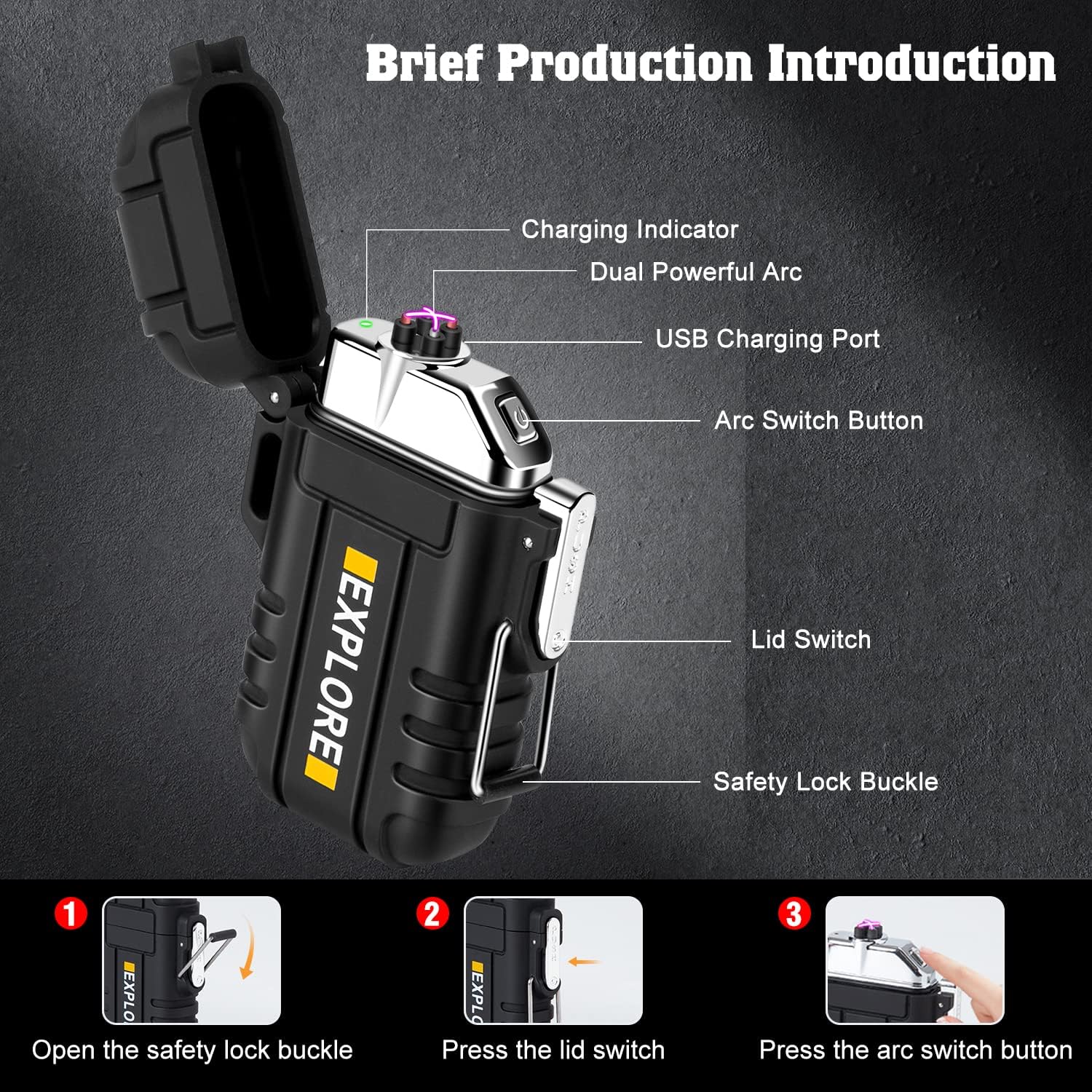 Valentines Gifts for Him Boyfriend: Electric Lighter Rechargeable USB, Electronic Plasma Arc Lighter Windproof and Waterproof for Camping, Hiking, Outdoor, Survival, Tactical, EDC Gear - Image 7