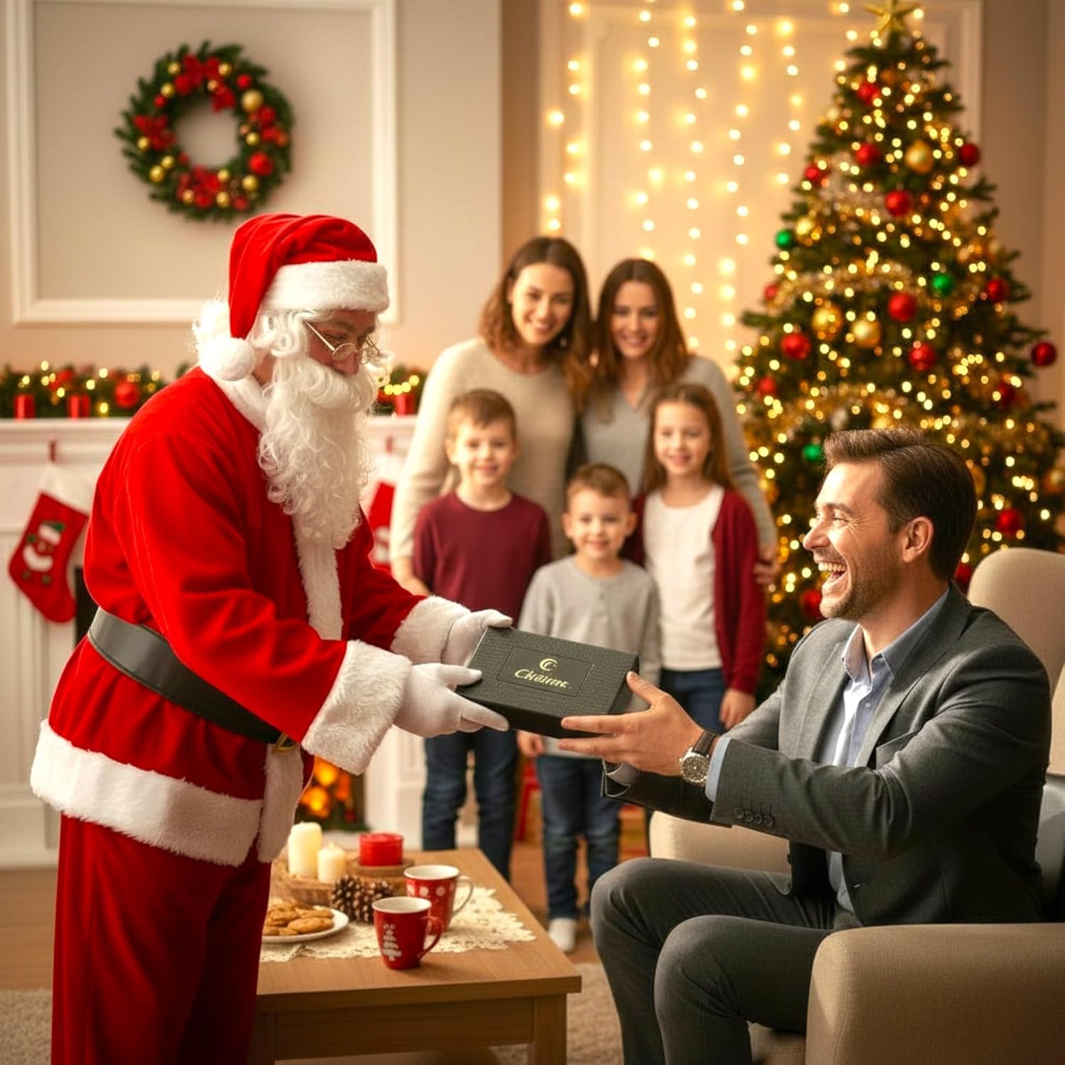 BELLOS Men's Watch Gift Box – LED Lamp – Wallet – Pen, Silver, 42, Bracelet, Silver, 42, Bracelet - Image 8