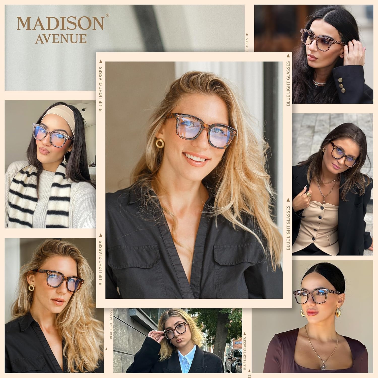 Madison Avenue Women Blue Light Glasses,Oversize Blue Light Glasses for Women, Anti Eyestrain & UV Protection Computer Eyeglasses (Tortoiseshell) - Image 2
