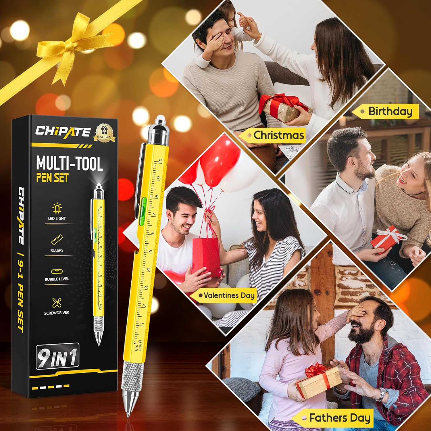 Gifts for Men, Valentines Gifts for Him, 9 in 1 Multi Tool Pen, Birthday Gift Gadgets for Men/Dad, Father's Day Gift - Image 2