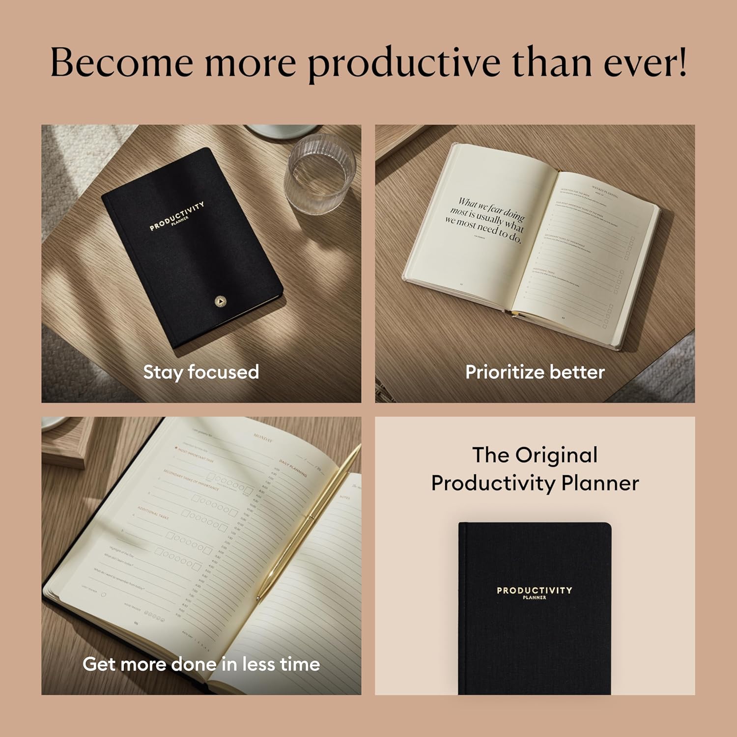 Productivity Planner 2024 - Intelligent Change Productivity Tools for Time-Management and Mindfulness, Daily To-Do List, A5 Undated Quarterly Planner (Black) - Image 7